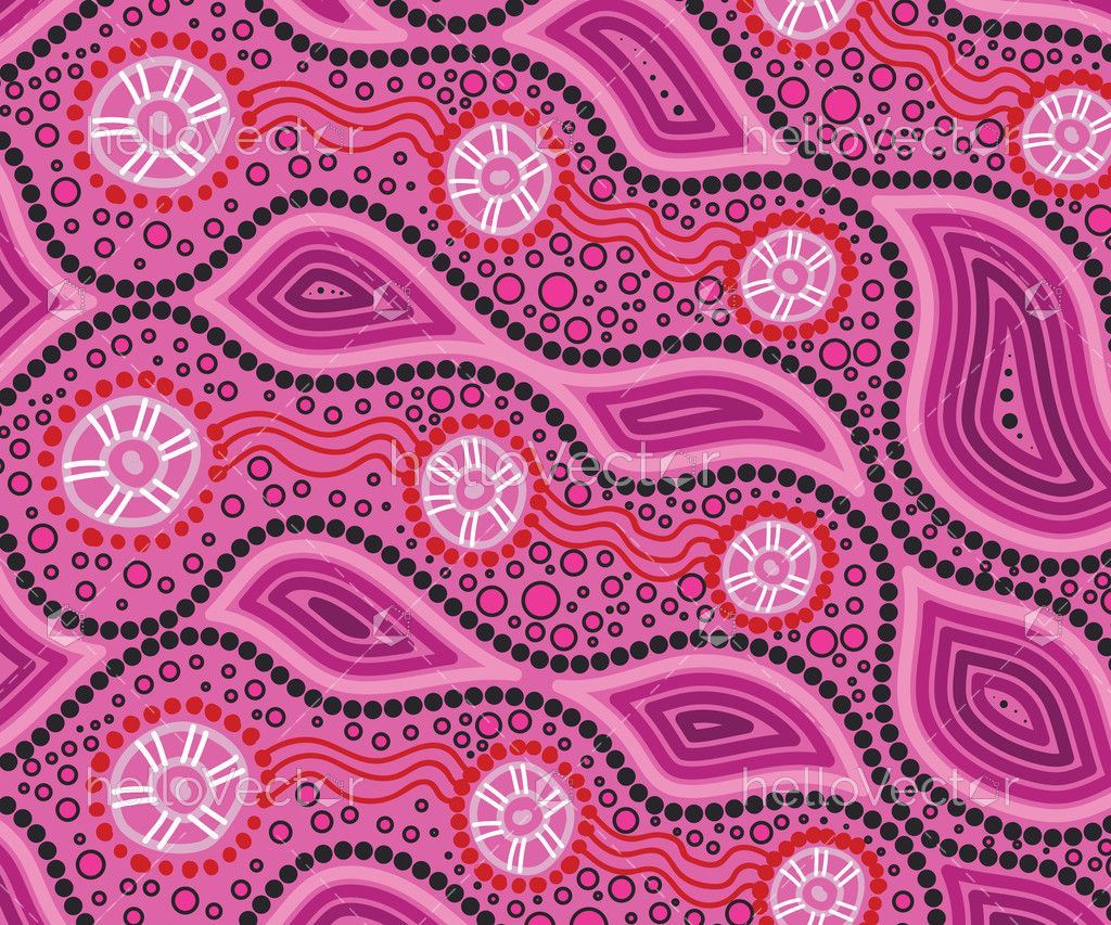 1024x853 Pink background with aboriginal art illustration Graphics & Vectors