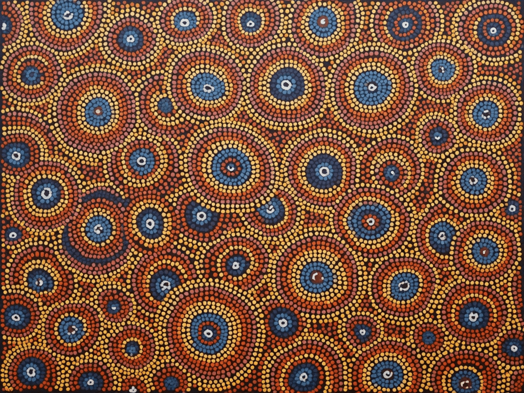 1024x768 Aboriginal art dot painting. FISH for Indigenous Sustainable Health