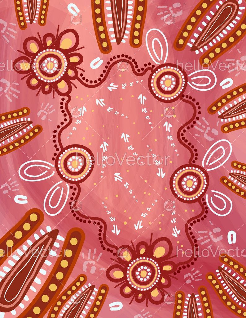 794x1024 Pink aboriginal style of artwork Graphics & Vectors