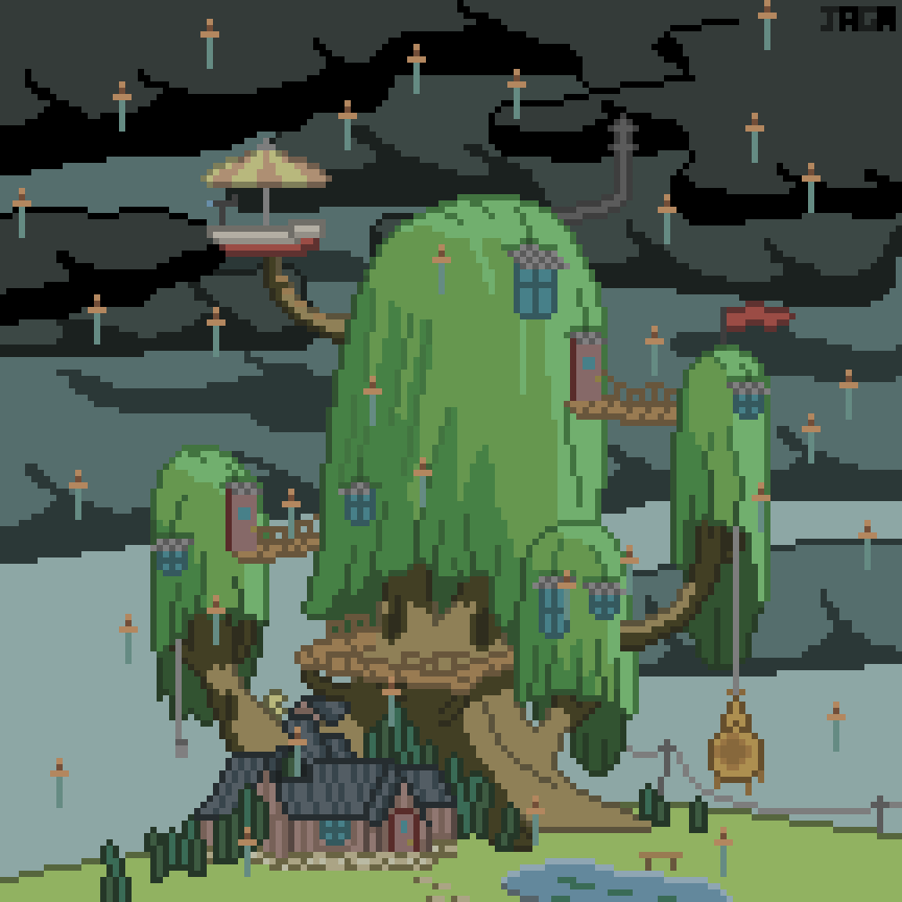 1008x1008 2019 07 20: Rainy Day Daydream [23 283] Knife Storm. This Is From My Quest To Draw One Piece Of Pixel Art For Every Episode Of