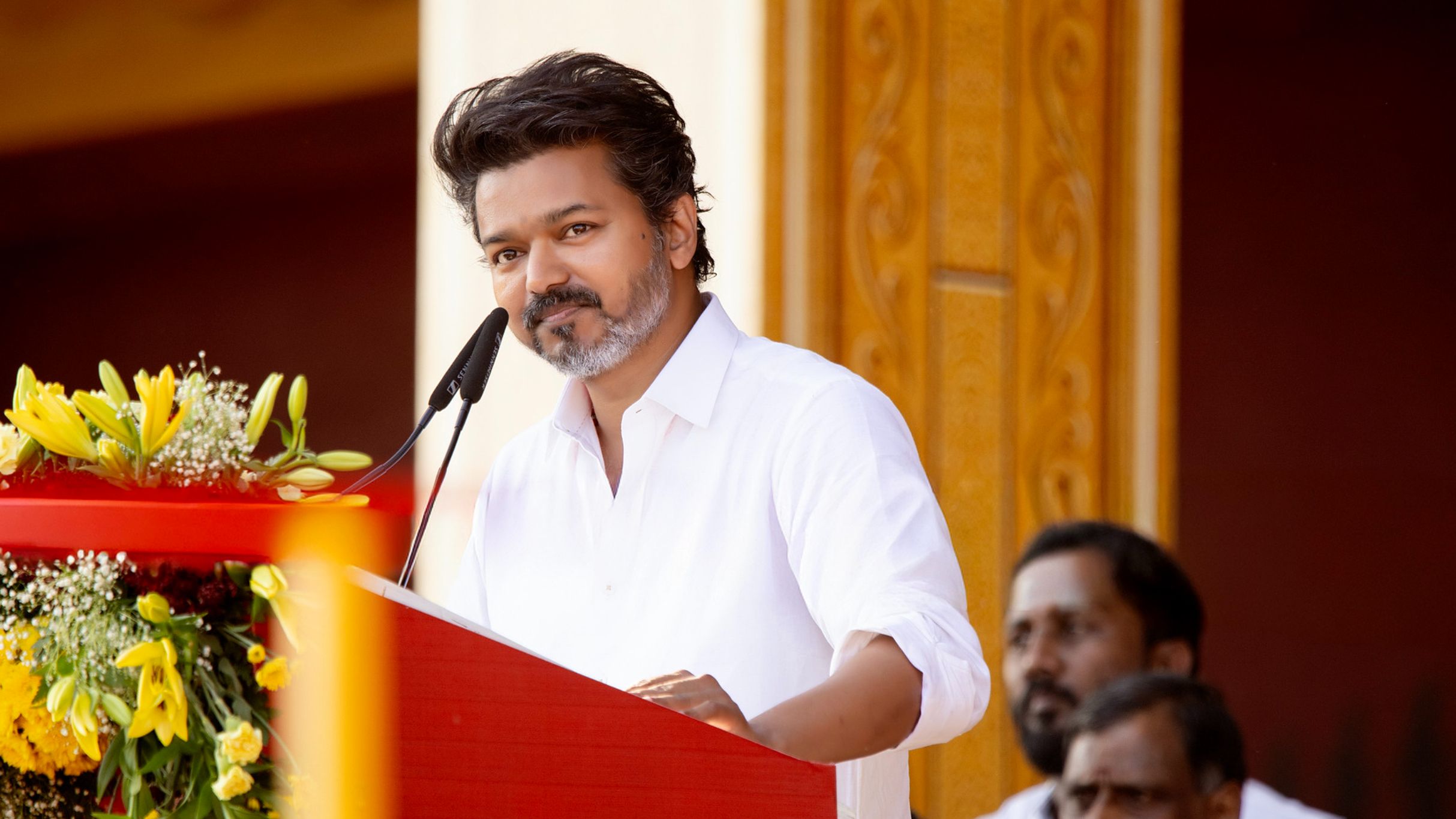 2427x1365 Tvk vijay stage 4k tablet pc wallpaper