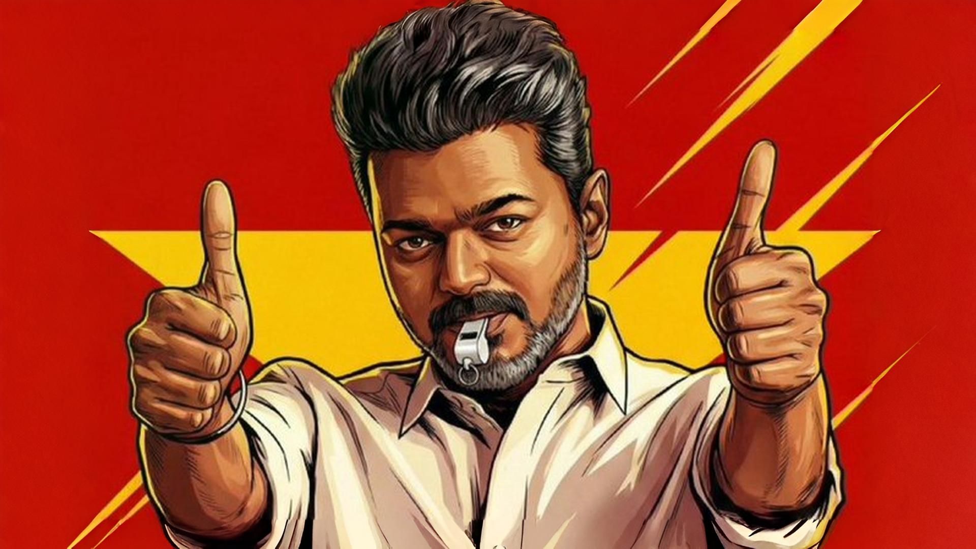 1920x1080 Thalapathy vijay tvk visil painting image pc