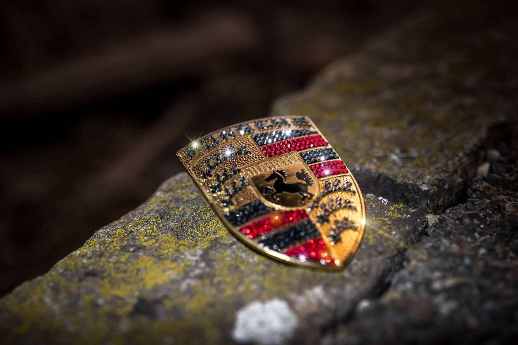 1773x1182 Original OEM. Porsche Engine Hood Logo Emblem Batch. Icy Tuning Iced Crystallized. Refined With Original Preciosa® Crystals