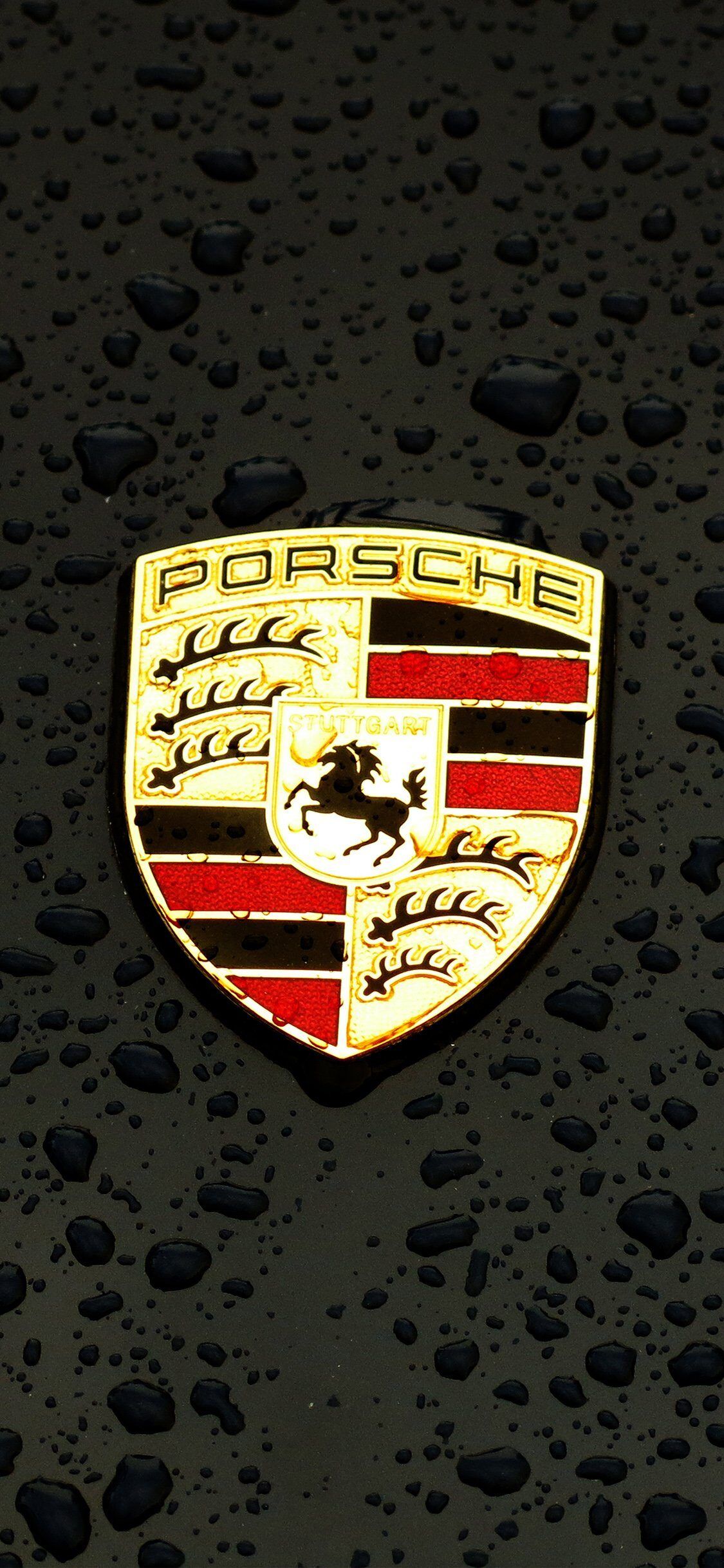 1125x2436 Porsche Logo Emblem Car Illustration Art Dark iPhone Wallpaper