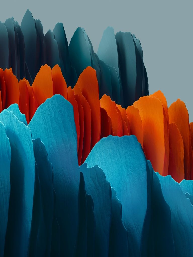 768x1024 Samsung Galaxy Tab S7 Wallpaper 4K, Stock, Orange, Blue