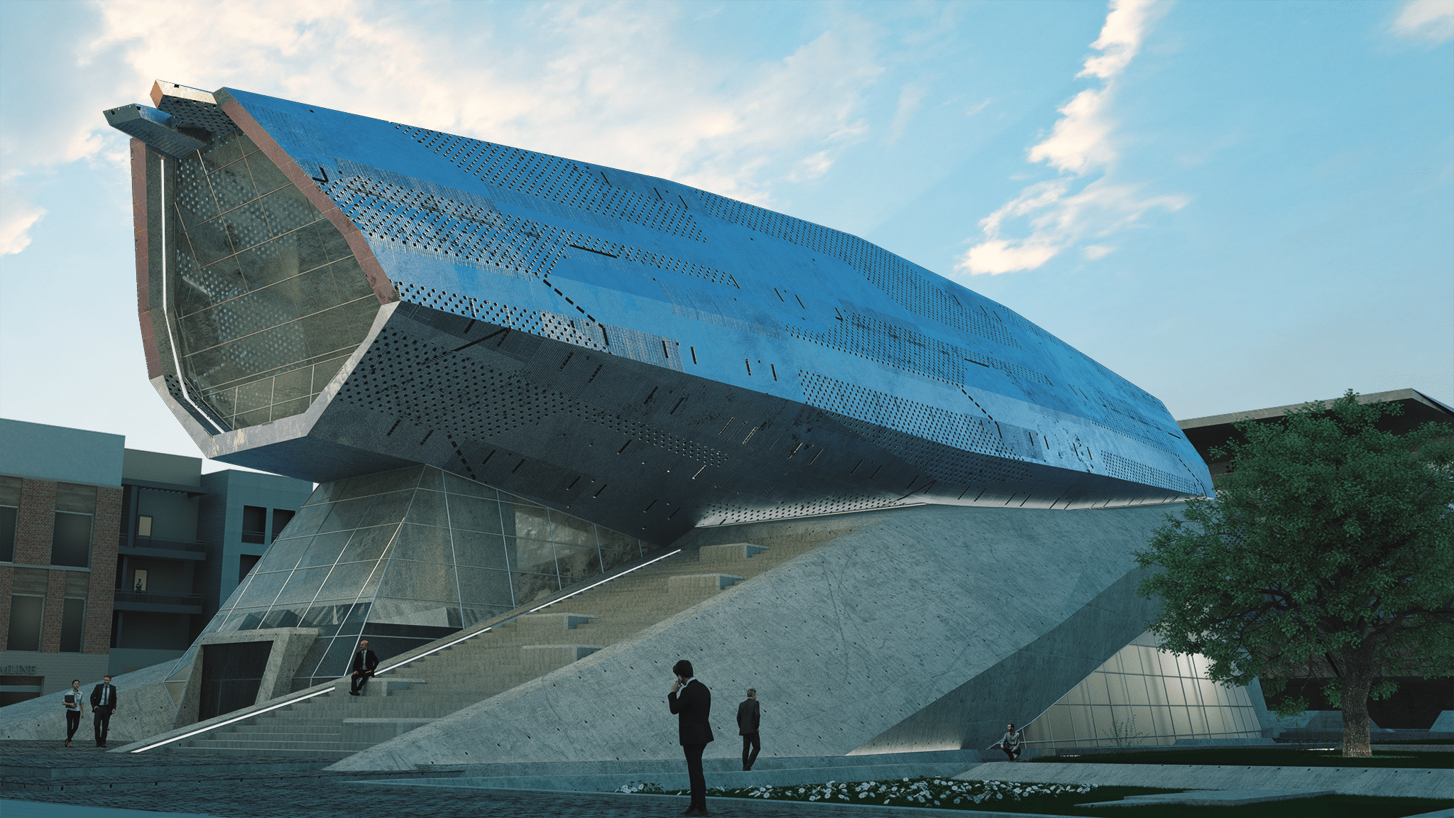 2048x1152 I'm an architecture student that's been playing with C4D here's my most recent project