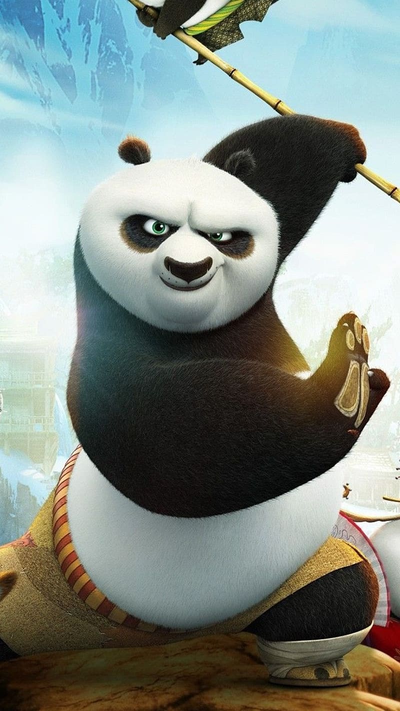 800x1422 Kung Fu Panda, Mountain Background, animated, panda, poo, HD phone wallpaper