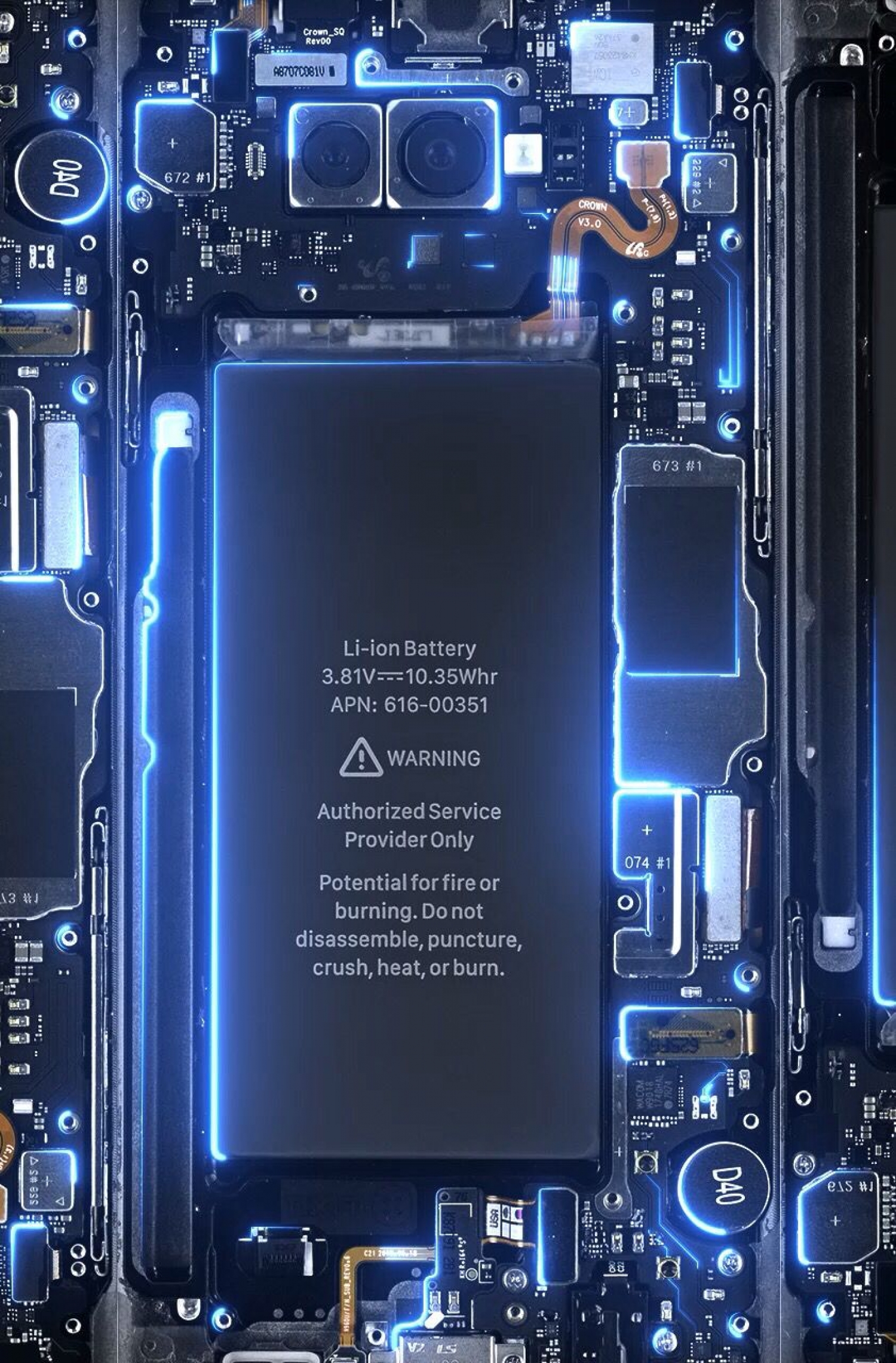 1500x2280 Glowing IPhone Internal Teardown Hardware Schematic