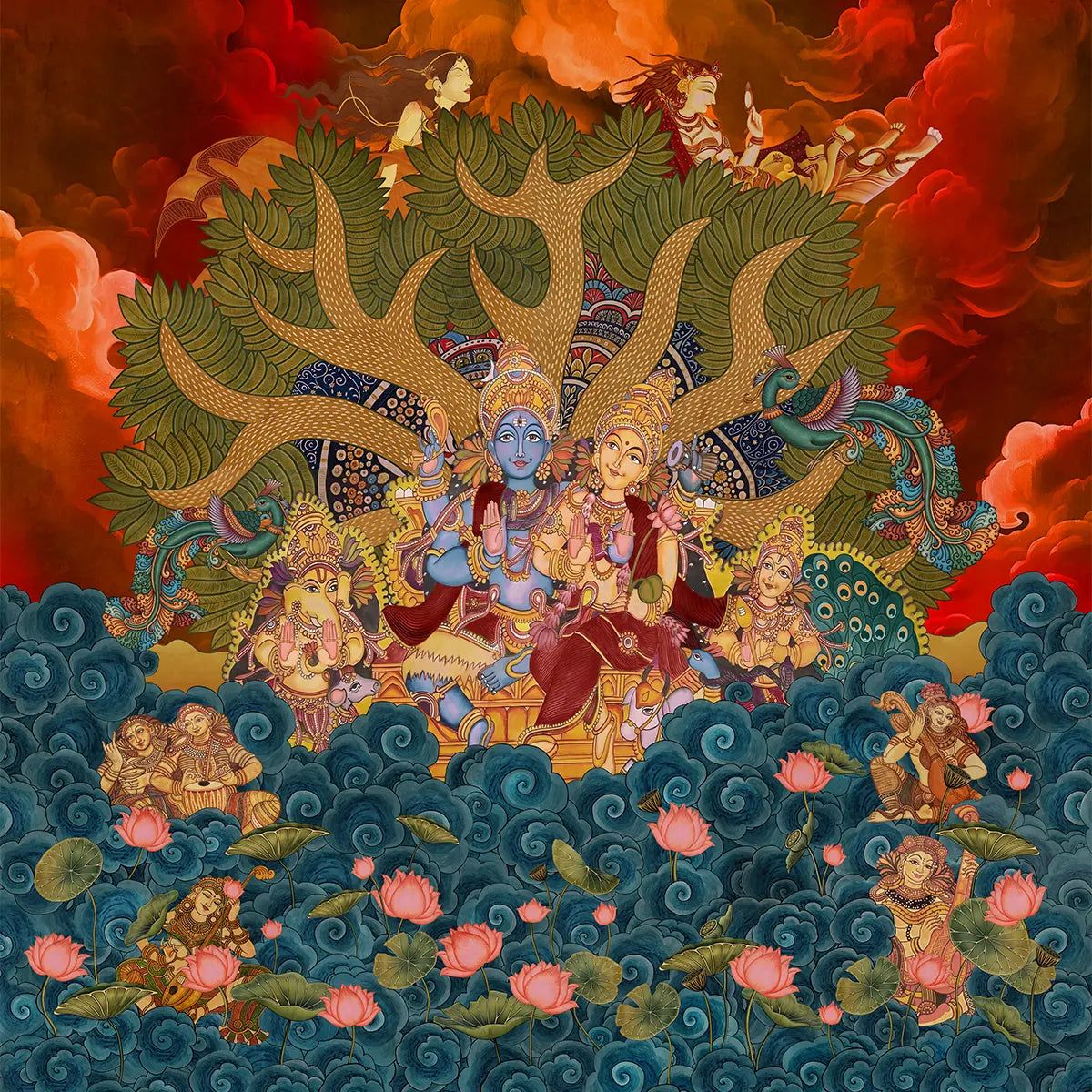 1200x1200 Divine Lotus : “Kailasa Kamal” Wallpaper Texture (Smooth & Lightly Textured Walls) / 30 sq ft
