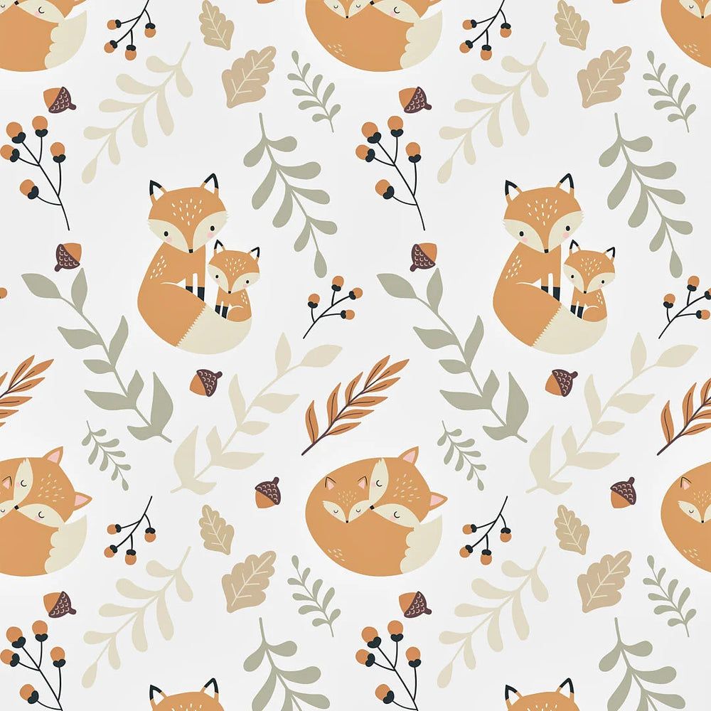 1000x1000 Forest Foxes Wallpaper in Warm Tones