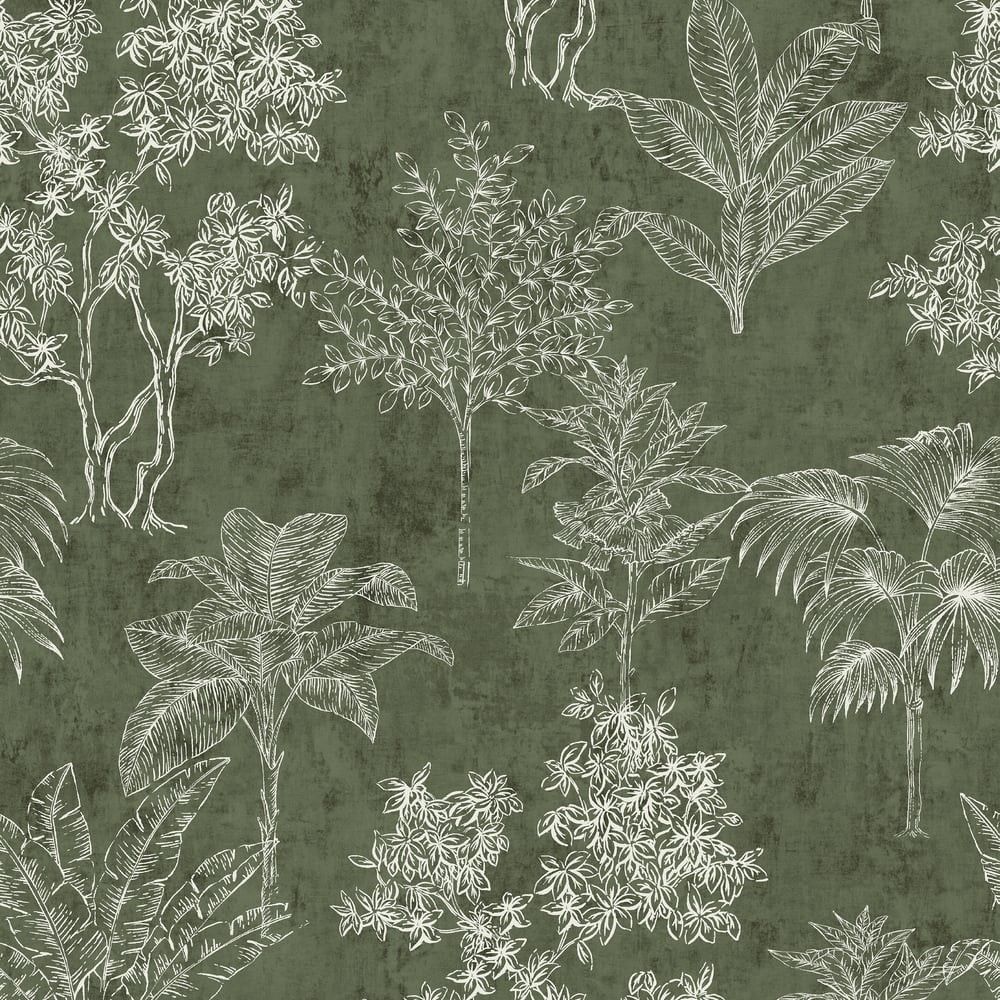 1000x1000 Galerie Zen Floating Foliage Green Wallpaper one_size