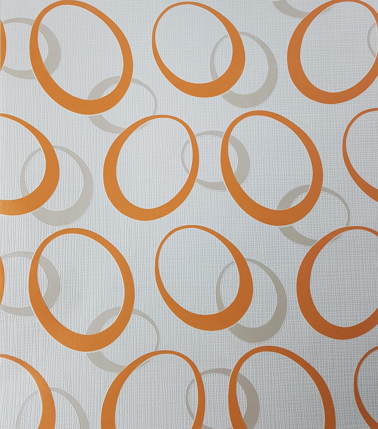 1500x1700 Retro Circles Geometric Wallpaper Orange White Taupe Paste The Wall Vinyl P S 4000278308170