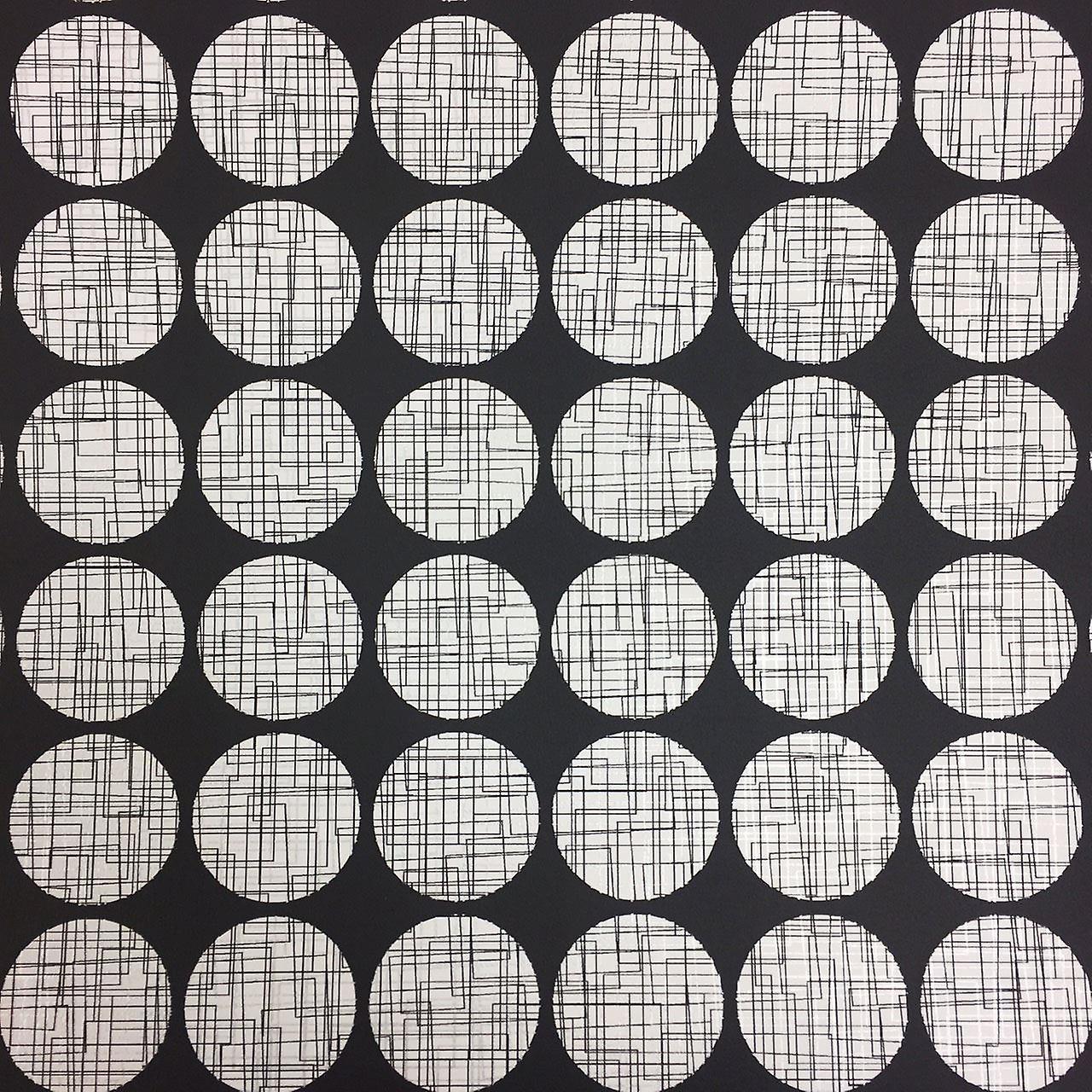 1280x1280 Rasch 3D Effect Maze Matrix Lines Wallpaper Black Metallic Geometric Circles
