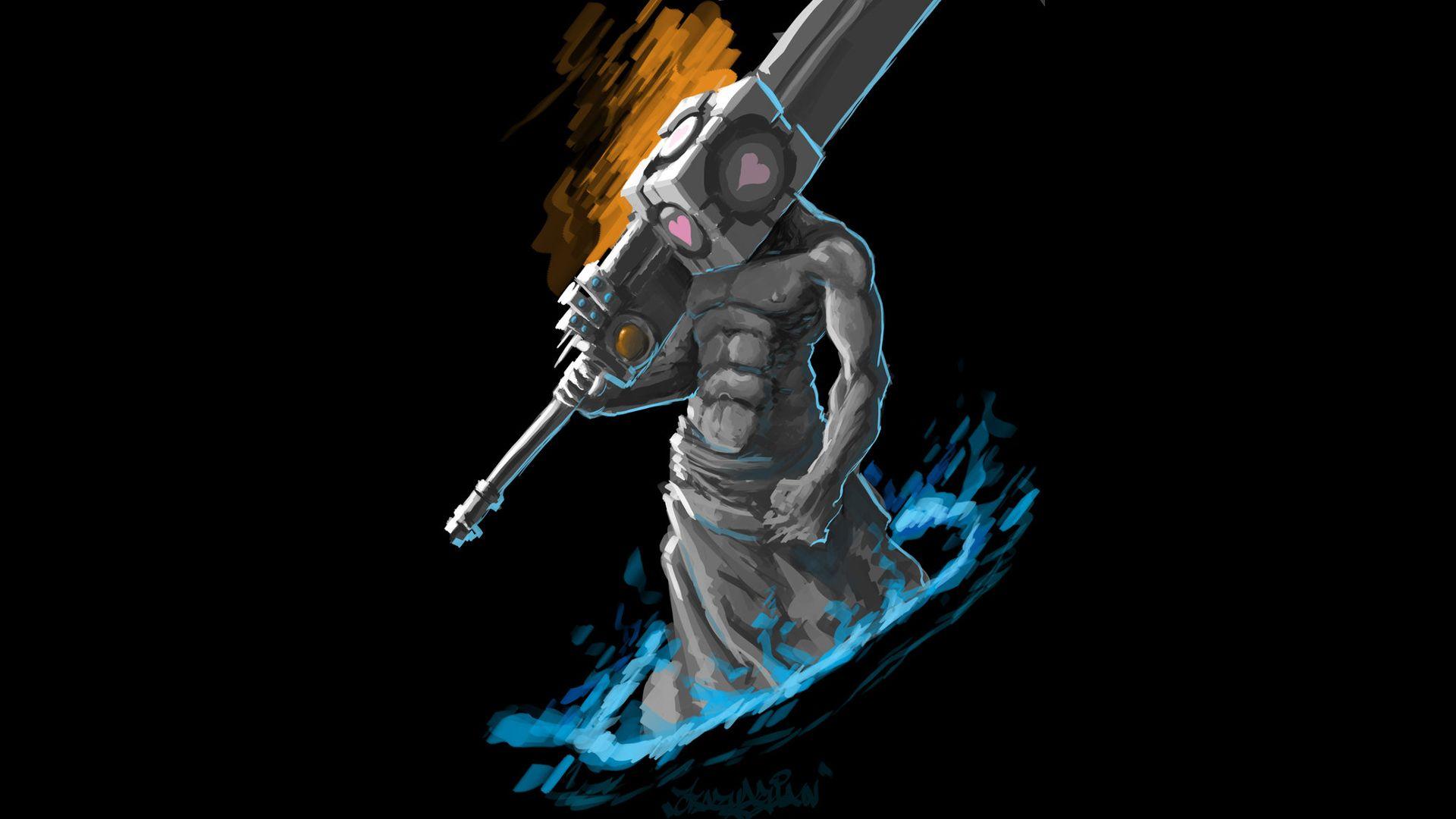 1920x1080 Portal Silent Hill alternative art Pyramid Head Compainion Cube wallpaperx1080