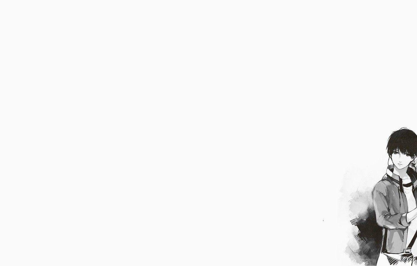 1332x850 Wallpaper sadness, anime, Black and white, guy, school image for desktop, section прочее
