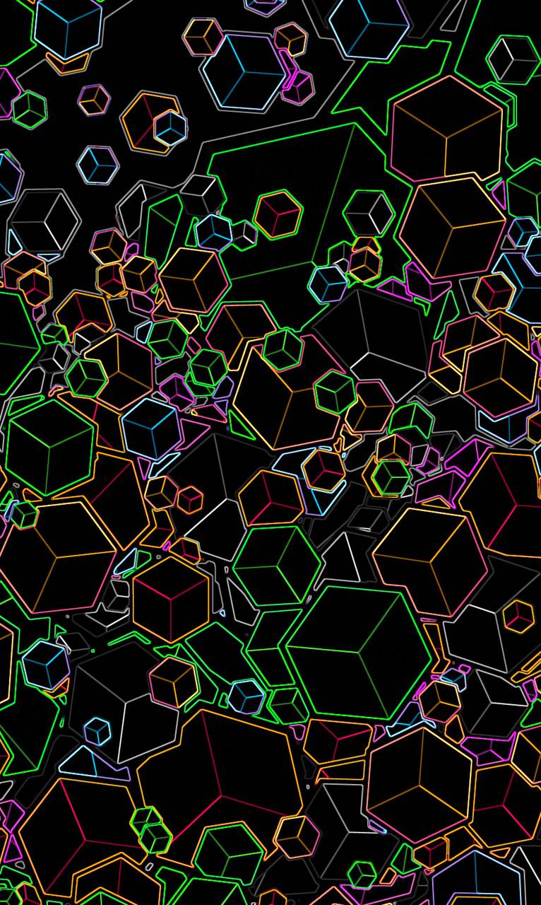 766x1280 Neon Cubes wallpaper