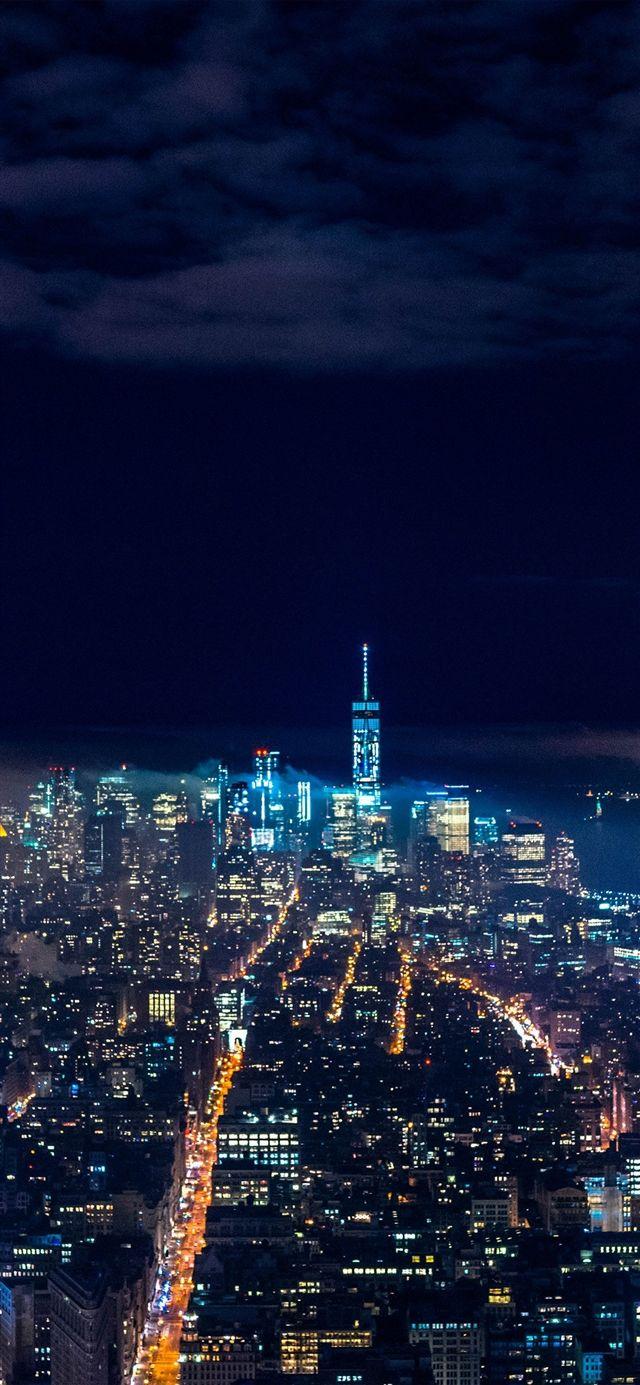 640x1385 City night skyline dark iPhone X Wallpaper Free Download