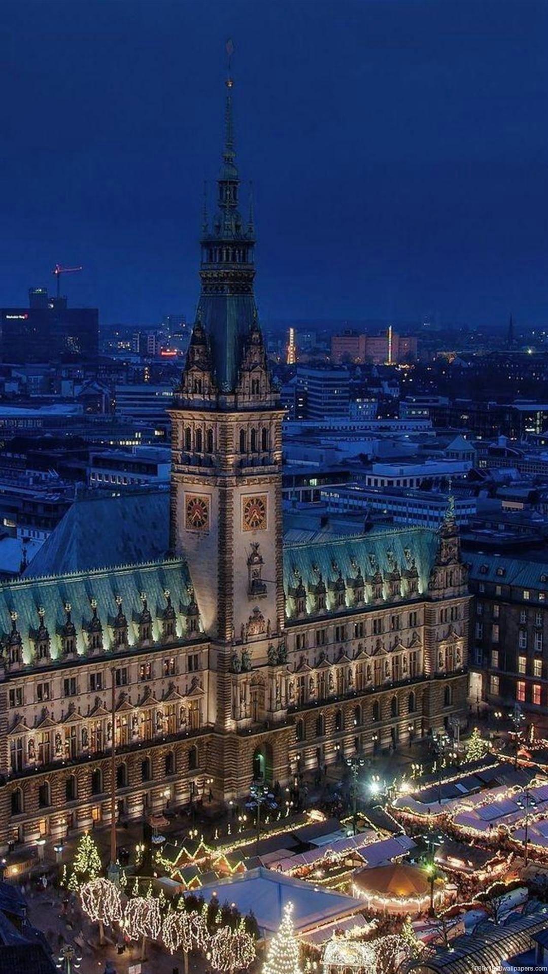 1080x1920 Weihnachtsmarkt City Night Wallpaper HD