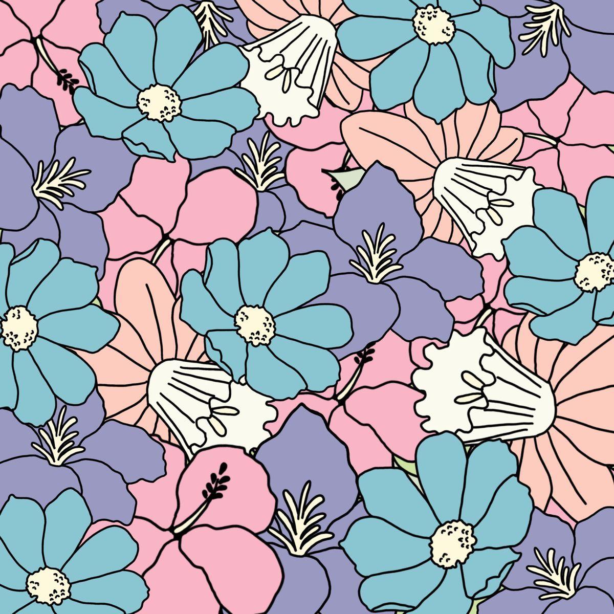 1200x1200 Flower Collage Sticker. Cartoon flowers, Flower collage, Cartoon wallpaper