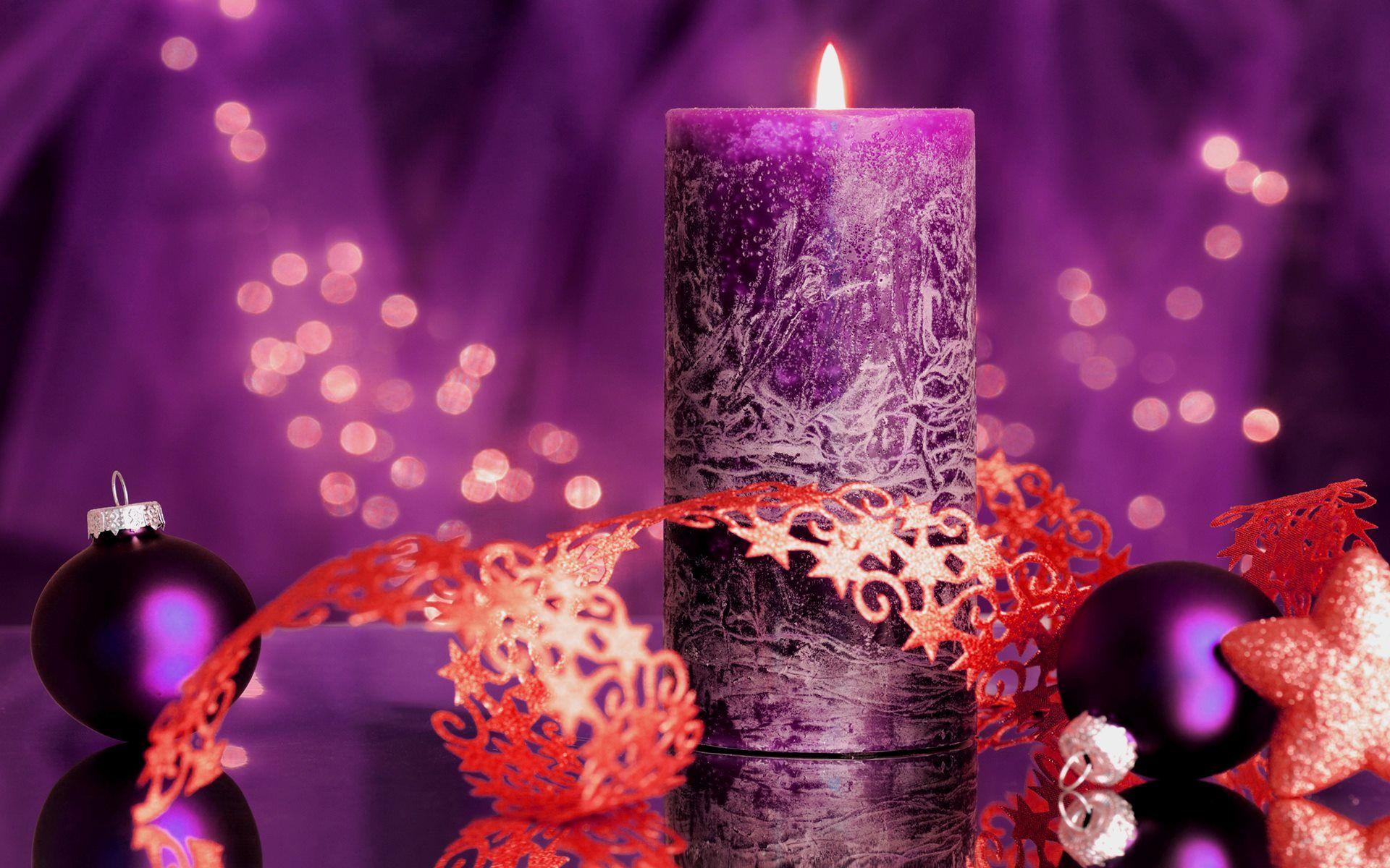 1920x1200 Christmas Candle Light Decorations HD Wallpaper