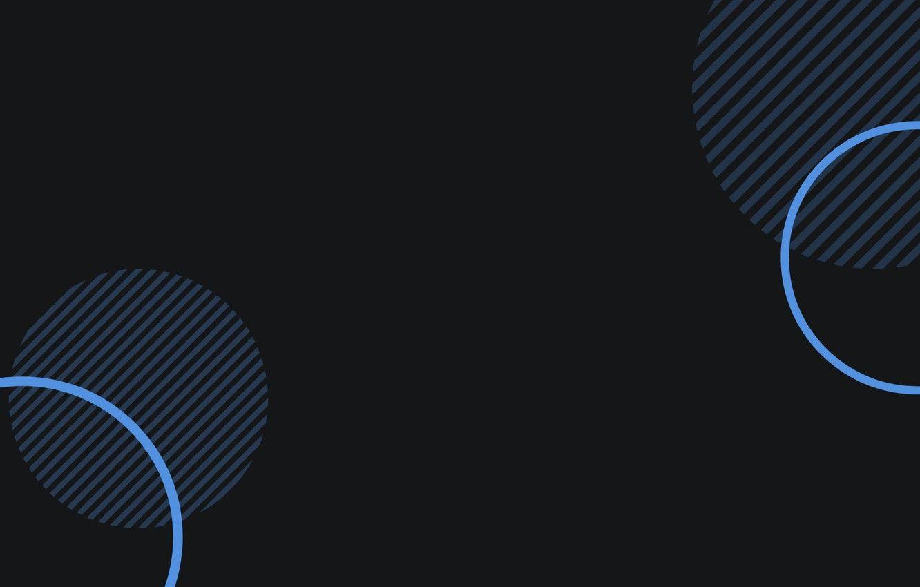 1332x850 Wallpaper circles, the dark background, flat, hatch, blue accent image for desktop, section минимализм