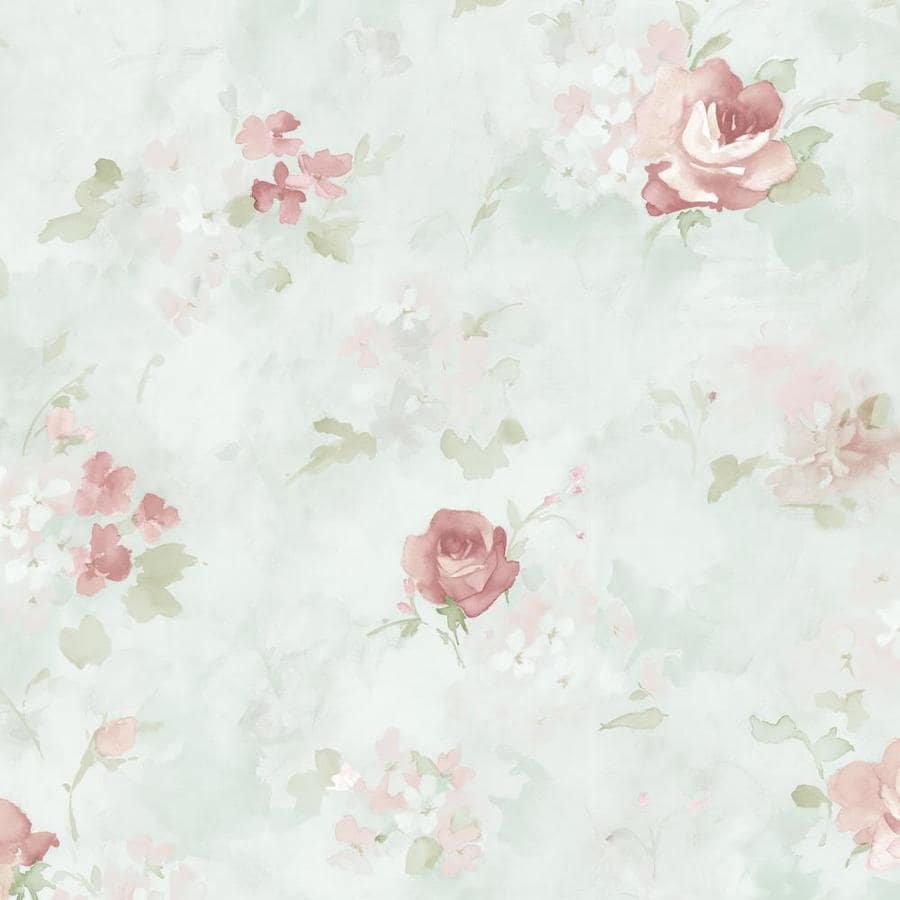 900x900 Norwall Flourish 55 Sq Ft Teal Green, Light Aloe, Coral Pink, Pink Vinyl Floral Prepasted Soak And Hang Wallpaper In The Wallpaper Department At