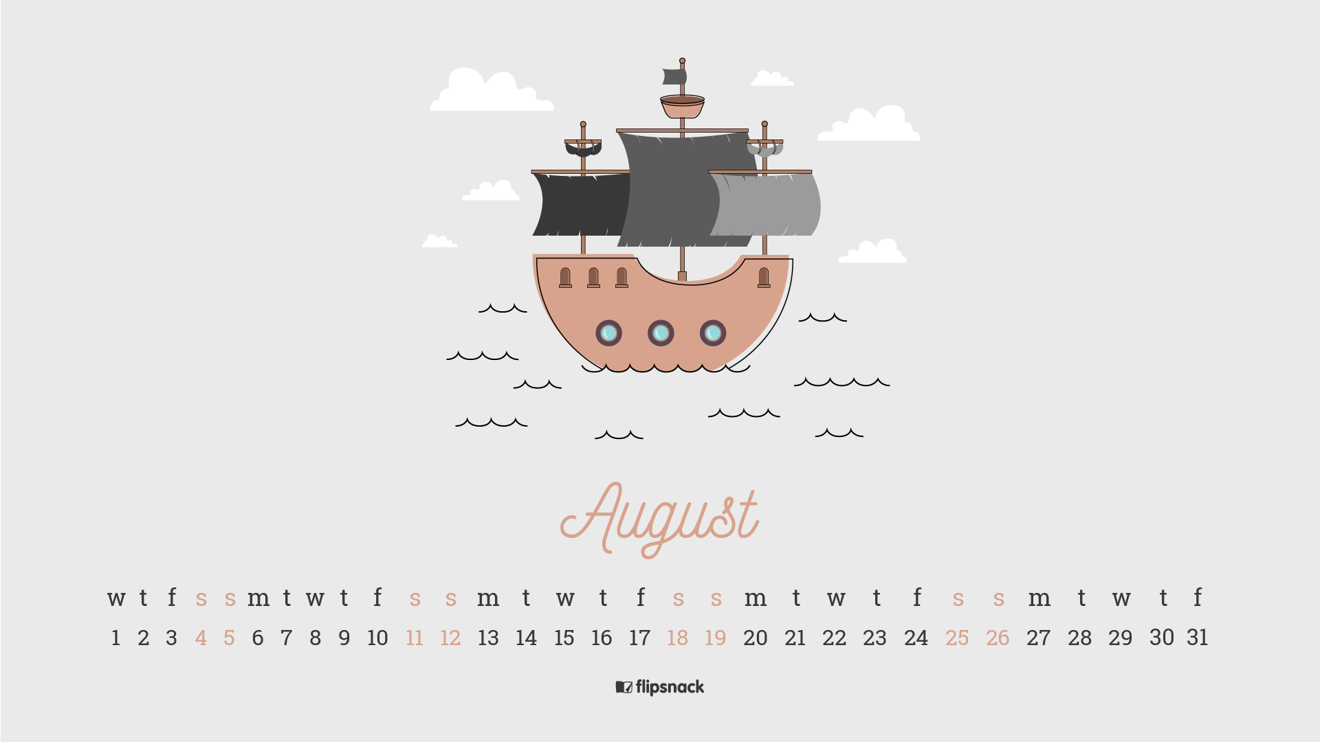 1920x1080 Free August 2018 wallpaper calendars