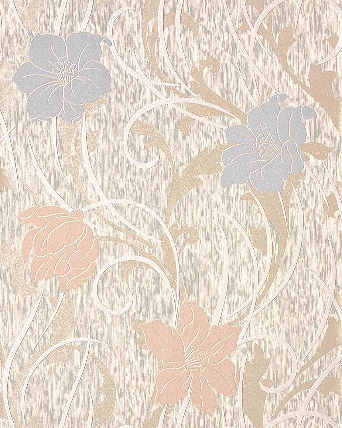 1200x1500 Style Flower Floral Wallpaper Wall EDEM 111 33 Cream Beige Light Pink Light Violet Pearl 5.33 Sqm (57 Sq Ft): Amazon.co.uk: DIY & Tools
