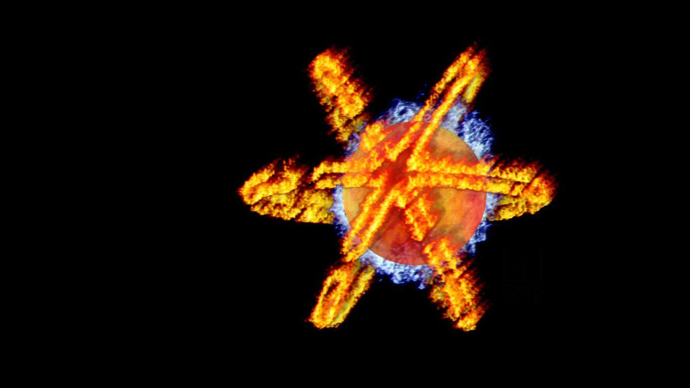 1366x768 Fiery 3D Symbol WP
