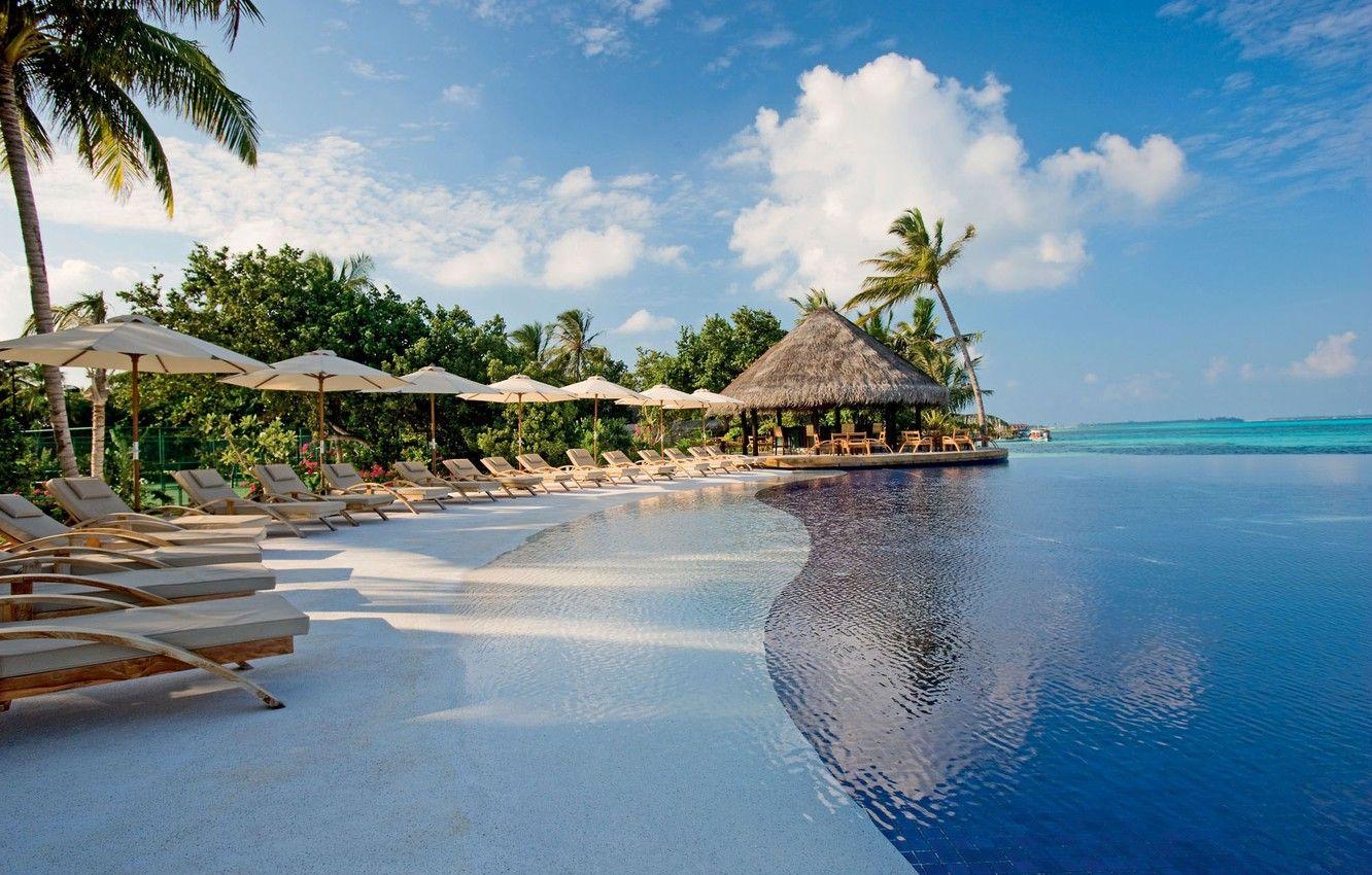 1332x850 Wallpaper pool, ocean, vacation, palms, resort, Dominican republic image for desktop, section пейзажи
