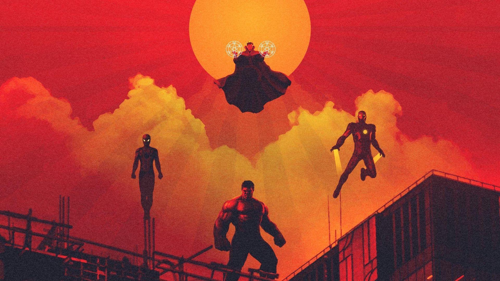 1920x1080 Desktop Wallpaper Avengers: Infinity War, 2018 Movie, Hulk, Spider Man, Iron Man, Fan Art, HD Image, Picture, Background, C5dd50