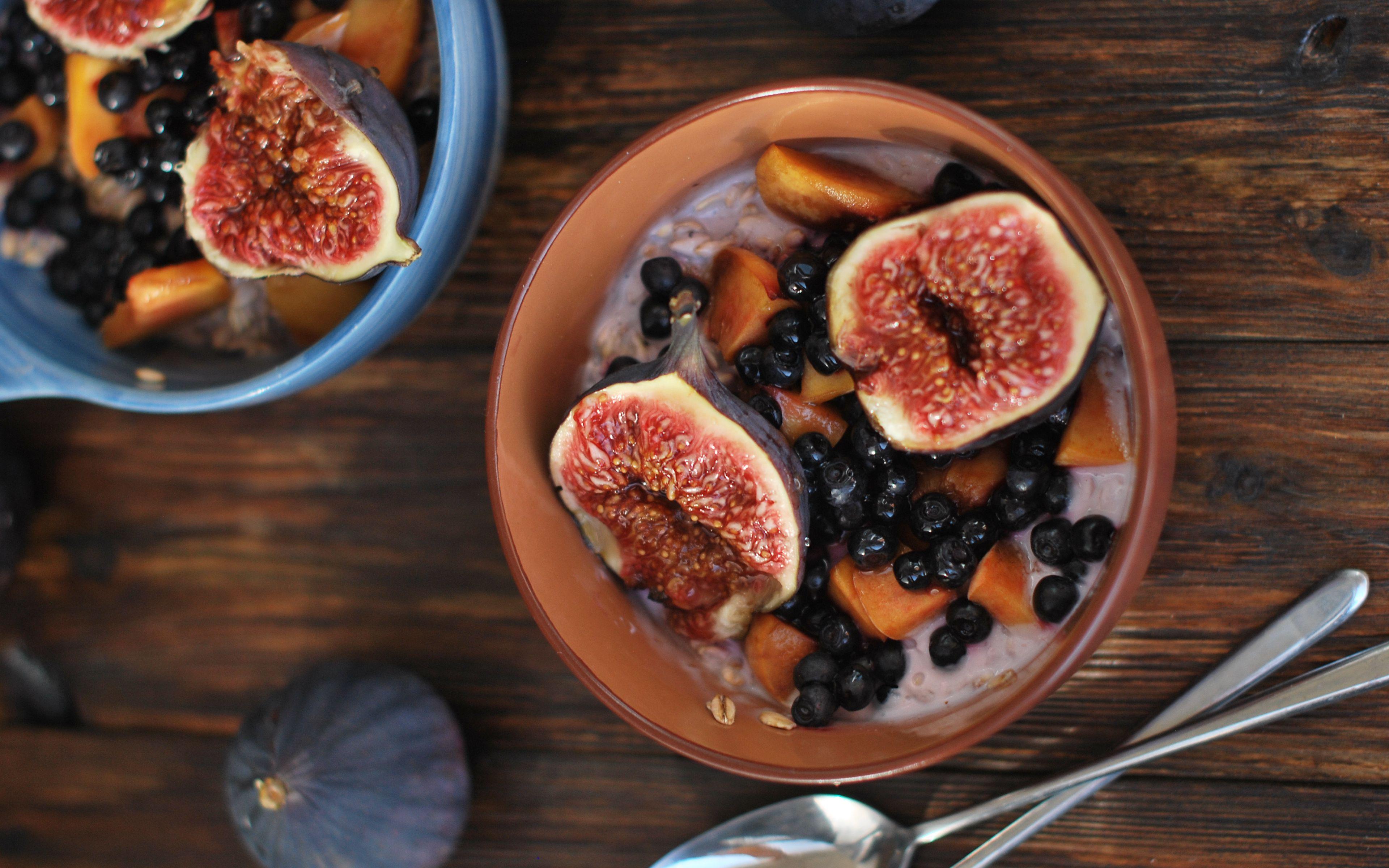 3840x2400 Download wallpaper 3840x2400 figs, currants, breakfast 4k ultra HD 16:10 HD background