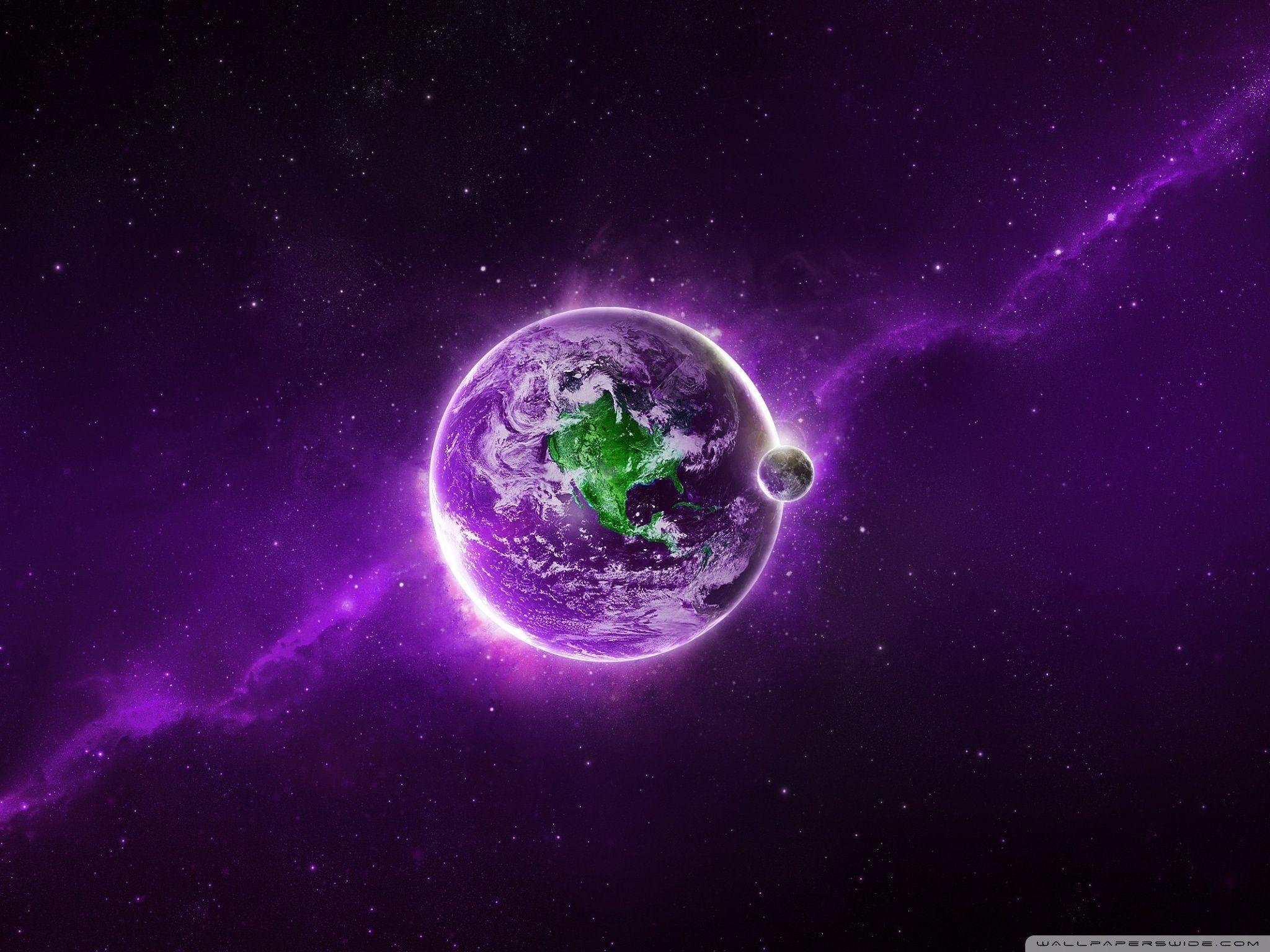 Download Space Aesthetic Purple Triangle Earth Wallpaper