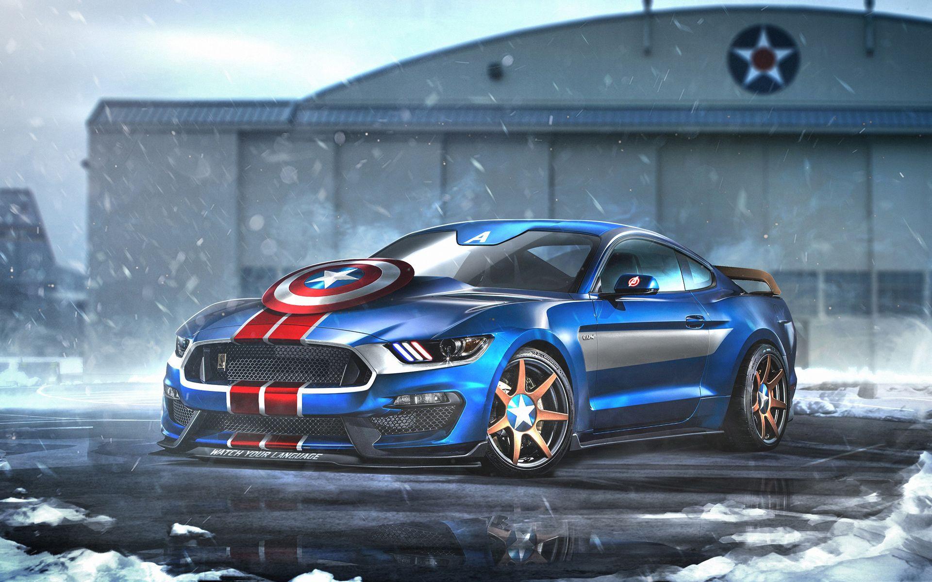 1920x1200 Captain America Ford Mustang GT350R Wallpaper