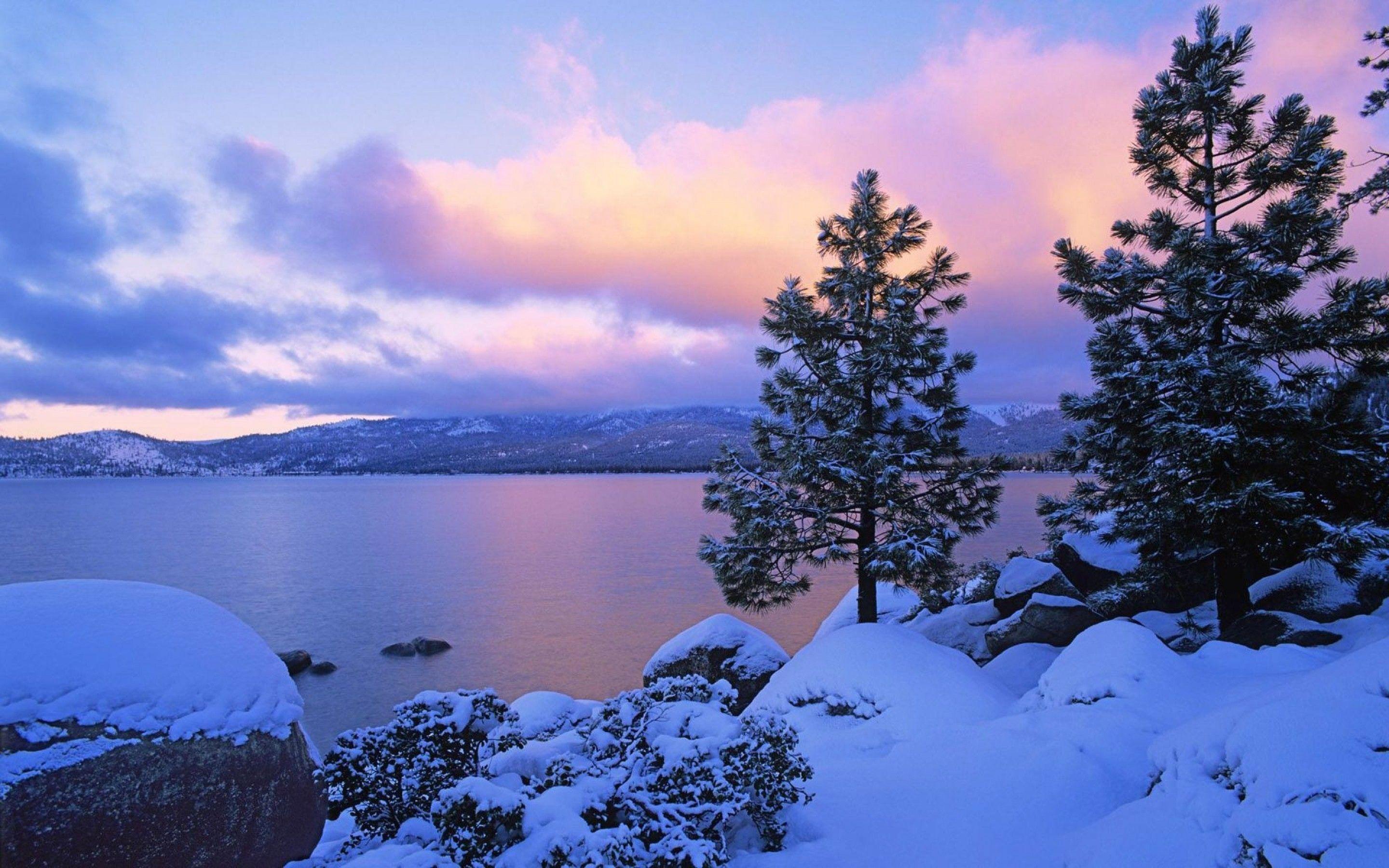 2880x1800 lake picture snow winter Desktop Wallpaperk HD