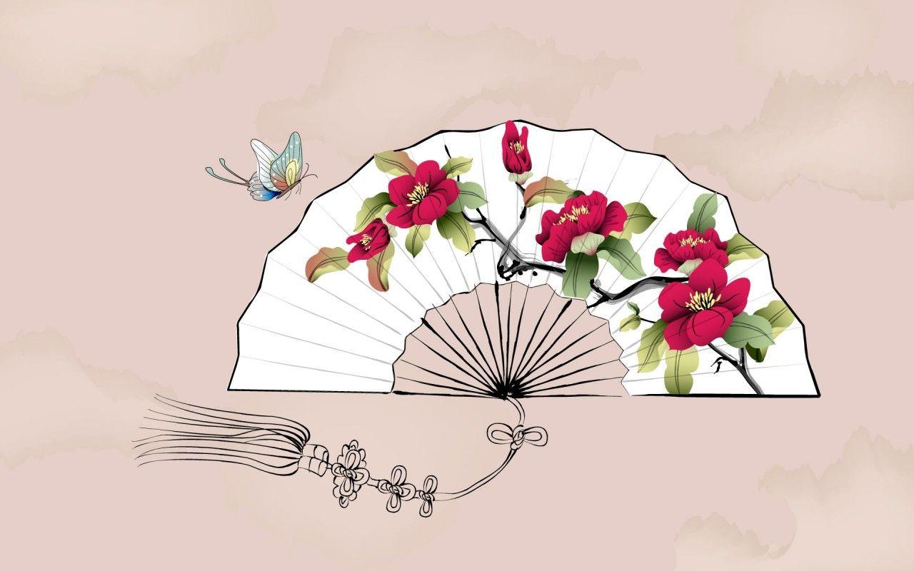 1280x800 Butterfly Fan Red Floral wallpaper. Butterfly Fan Red Floral