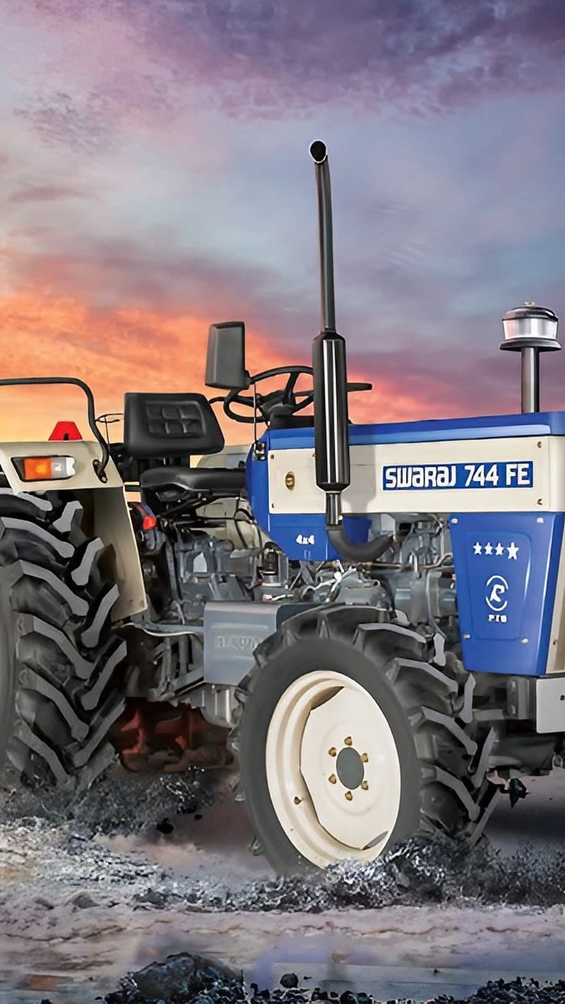 800x1422 Swaraj Tractor Working In Field, swaraj tractor, tractor working in field, blue tractor, HD phone wallpaper