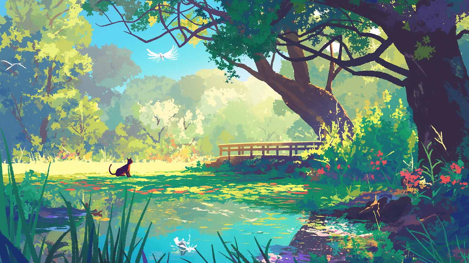 1536x864 Free Nature Landscape Cat Silhouette Desktop Wallpaper