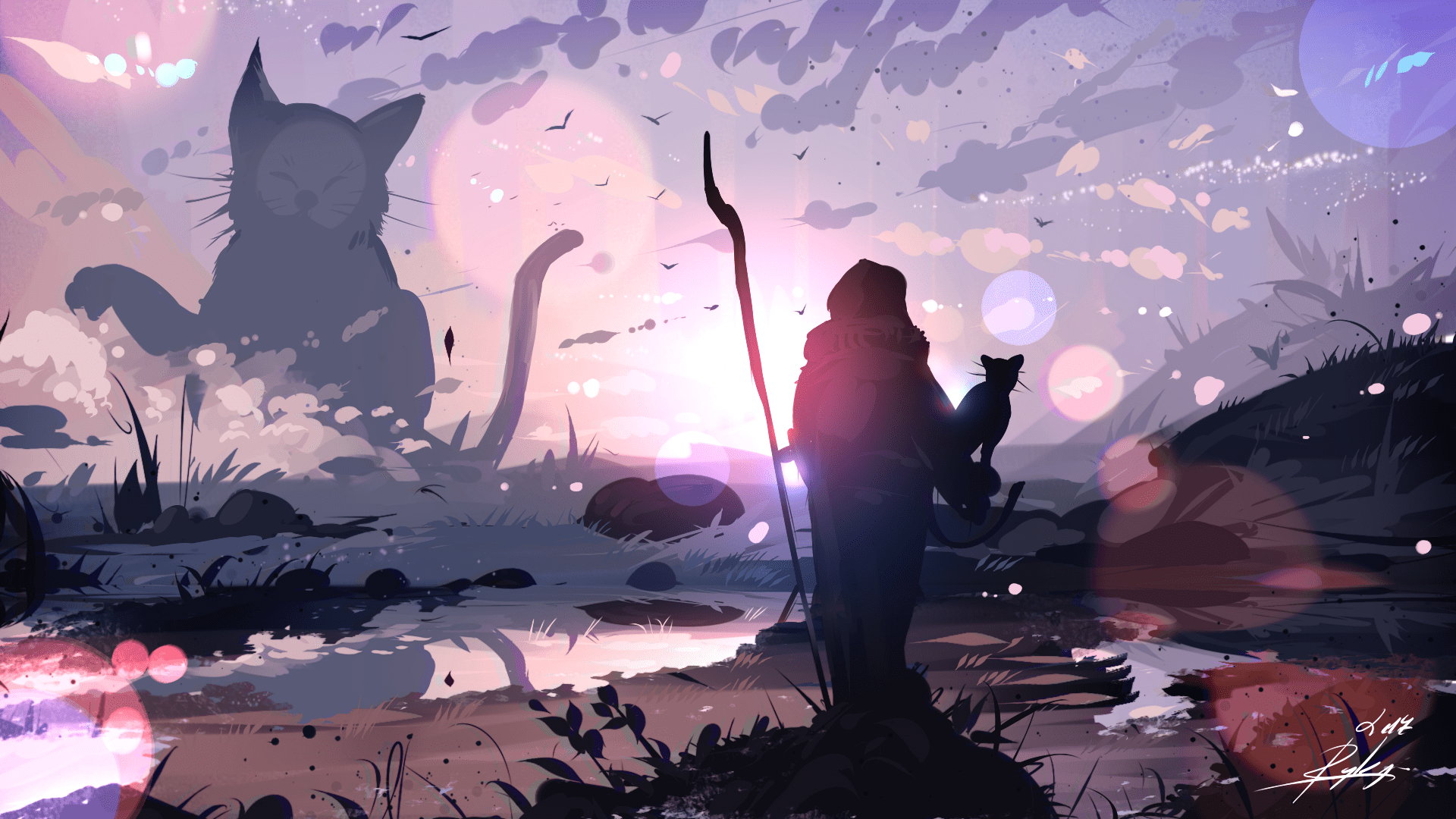 1920x1080 Enchanted Catlandscape HD Wallpaper