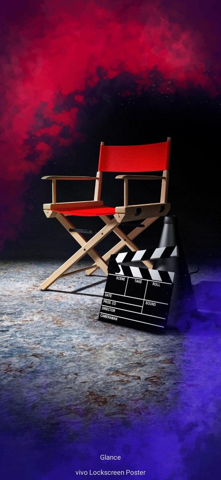 720x1560 Director's Chair and Clapper Board. Director's chair with clapperboard, Film production setup decor, Home theater setup ideas