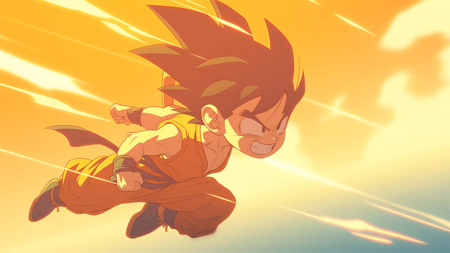 1536x864 Chibi Goku Determined Desktop Wallpaper in HD & 4K