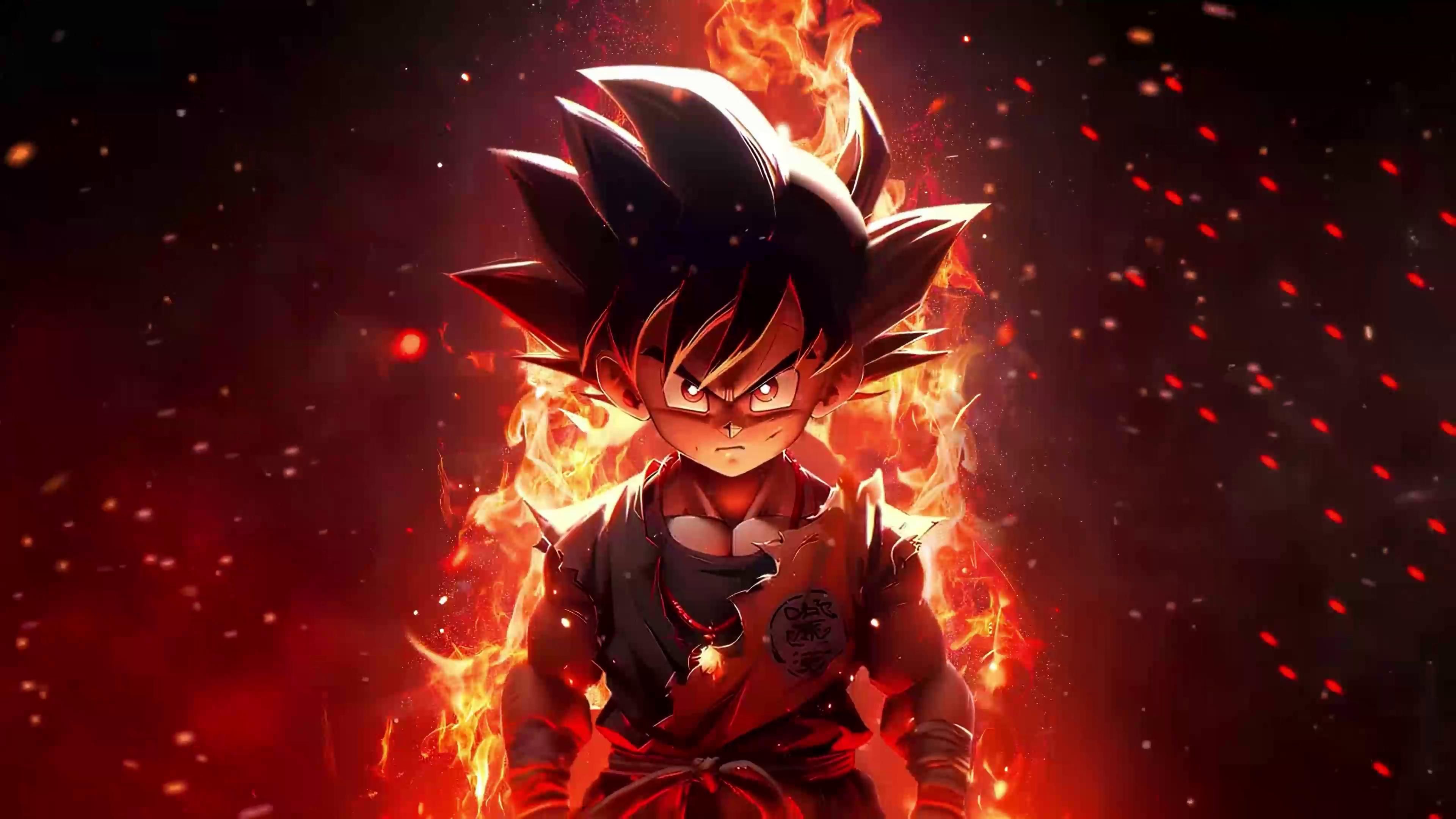 3840x2160 Goku Kid on Fire Live Wallpaper