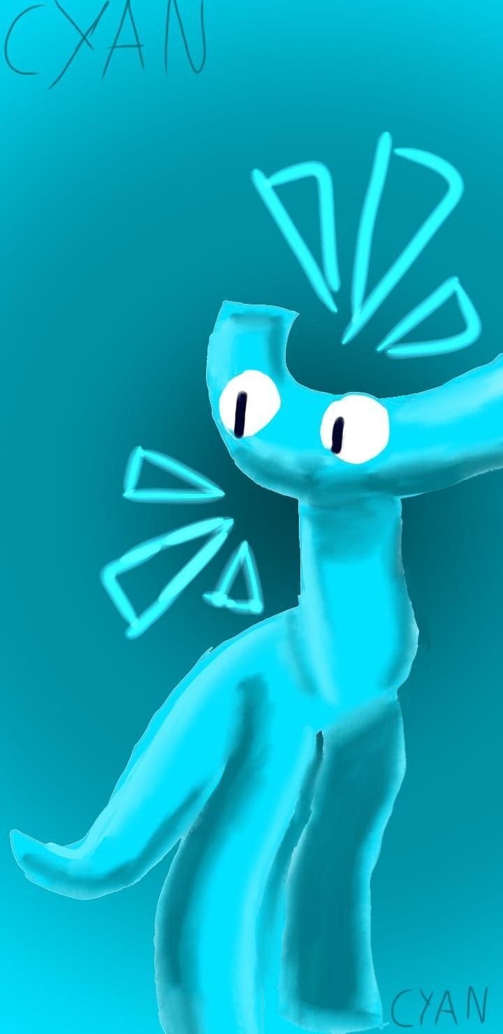 720x1480 Cyan friends chapter 2. Cyan rainbow friends wallpaper, Cyan rainbow friends chapter 2 fanart, Cyan rainbow friends drawing