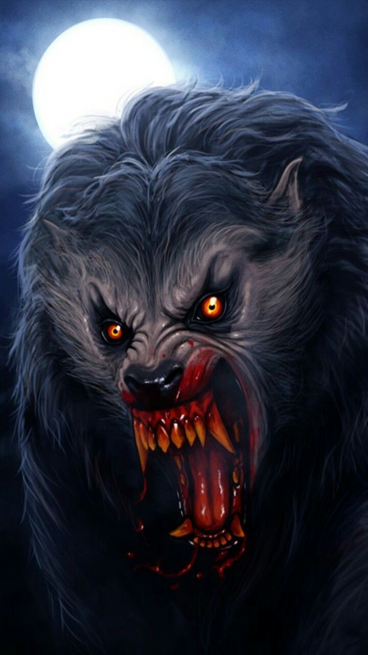 720x1280 Beware the Moon by SamRAW08 Wolf with Bloodstained Face. Scary wolves, Angry werewolf, Werewolf growling