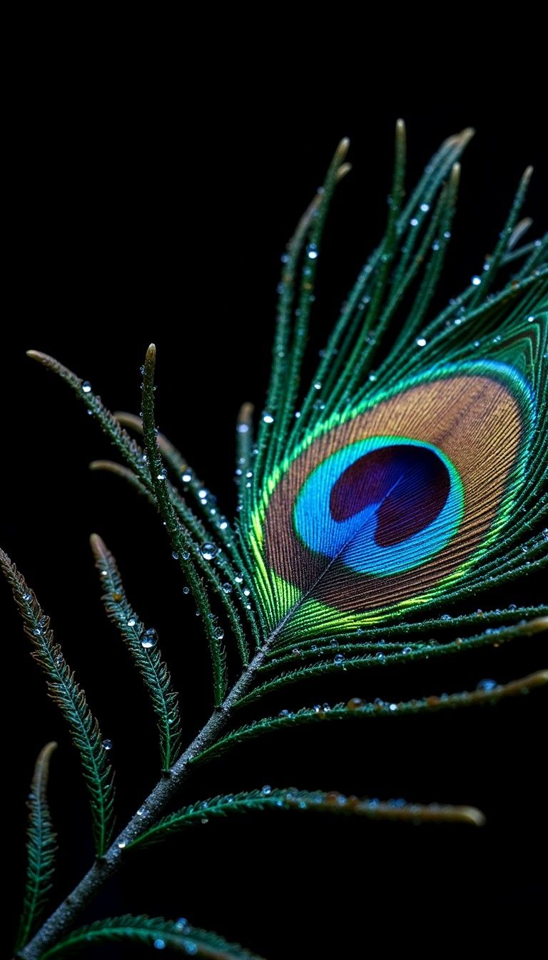 768x1344 Download Iridescent Peacock Eye Image, Iridescent, Macro