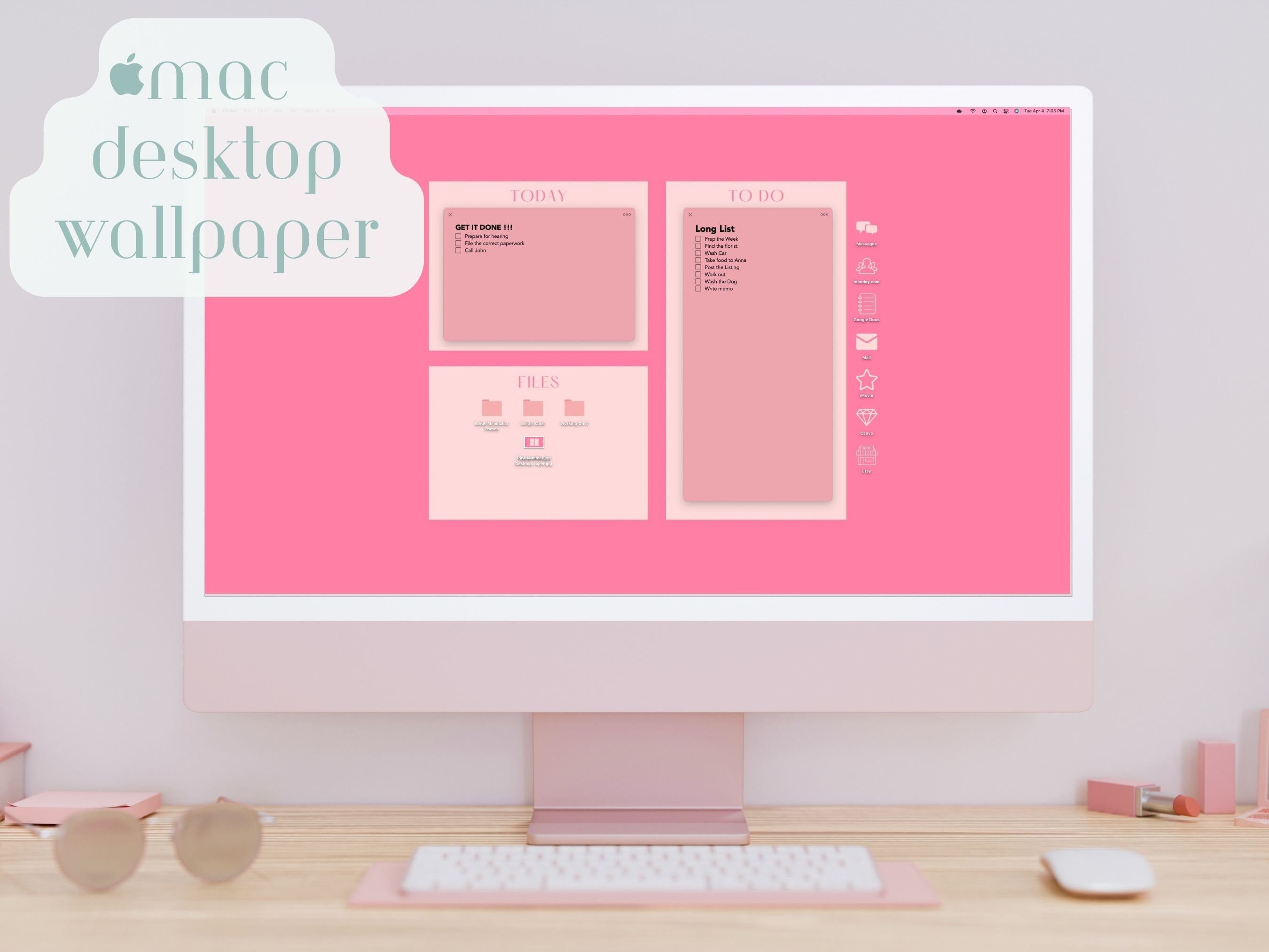2700x2025 Minimalist Pink Desktop Wallpaper for Productivity and Focus｜desktop Wallpaper Organizer｜mac Desktop Organizer｜clean and Classic Desktop
