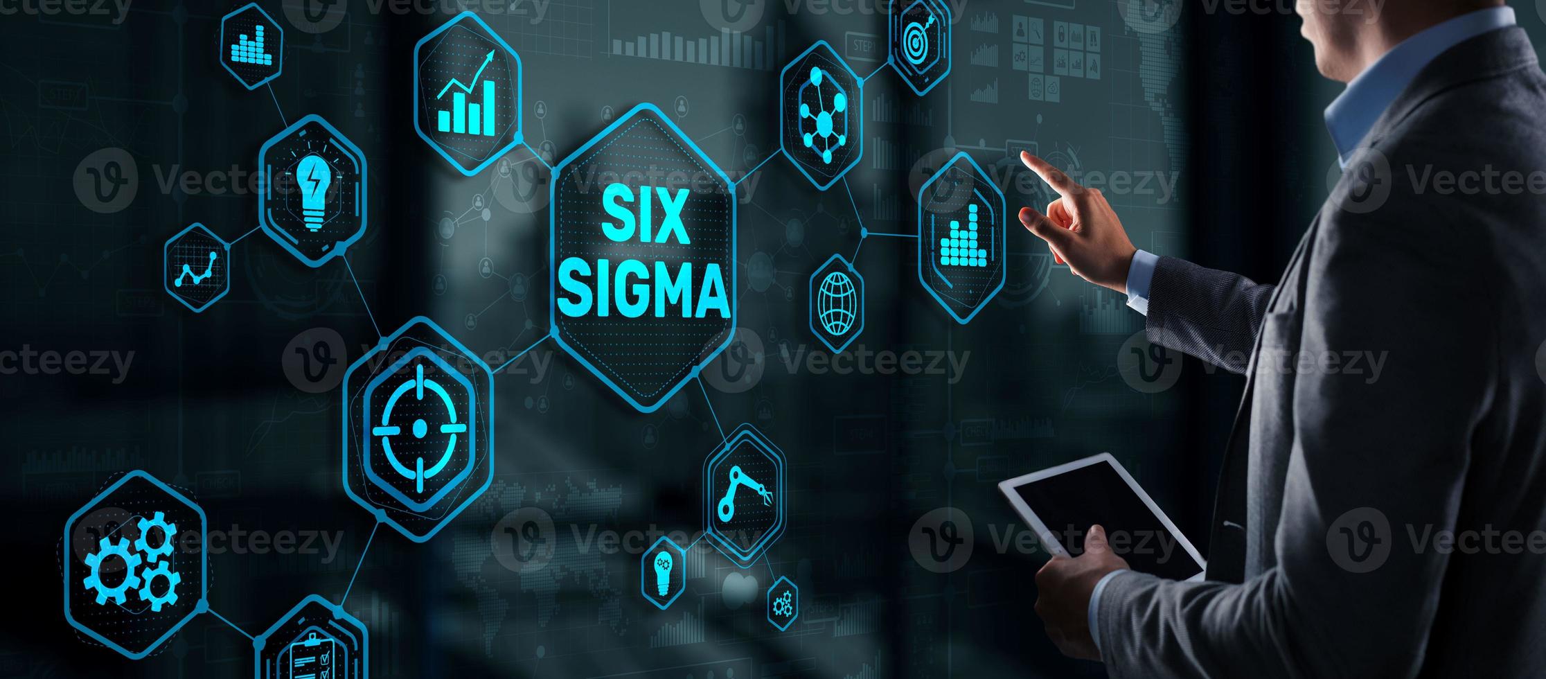 2232x980 Six Sigma. Management concept aimed at improving the quality of work of an organization or a separate unit