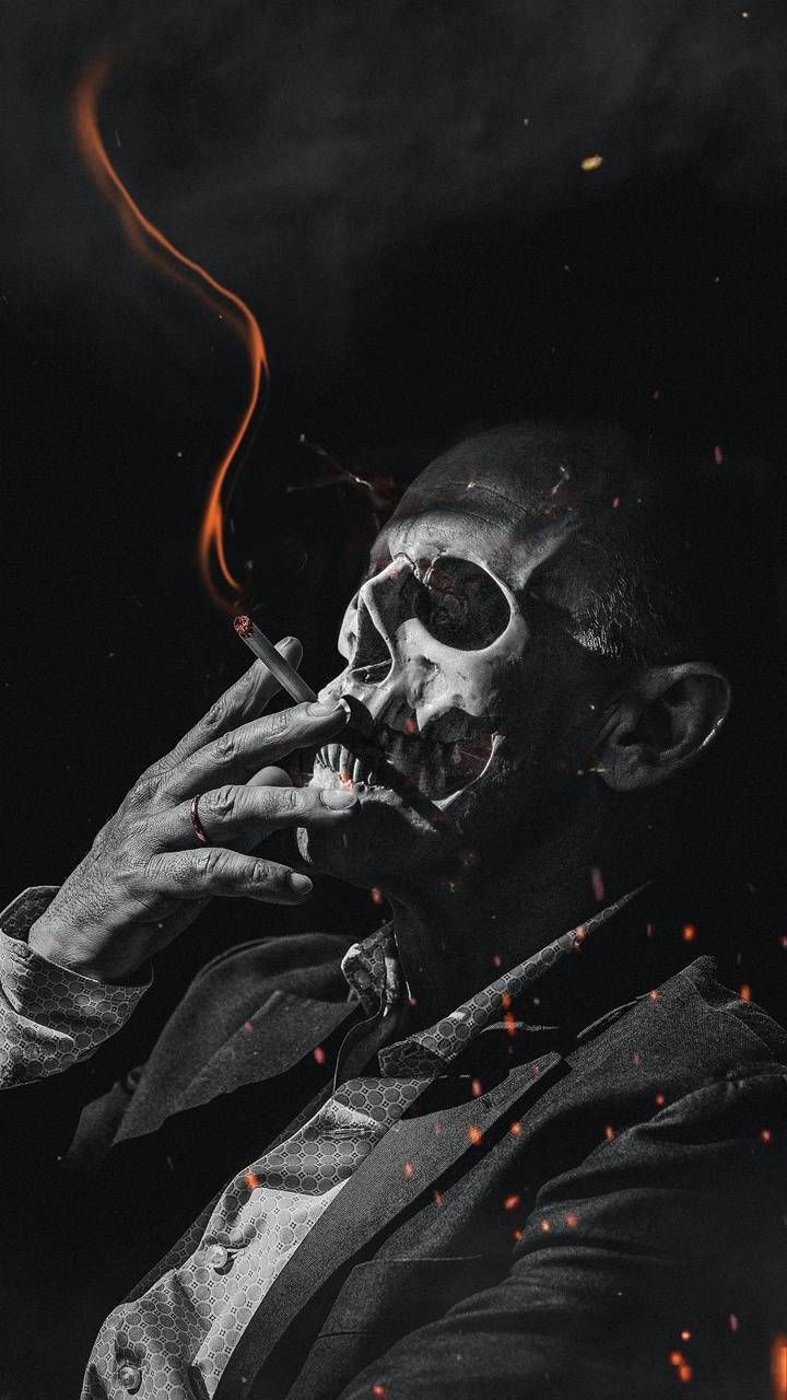 720x1280 smoking skull guy oran wallpaper