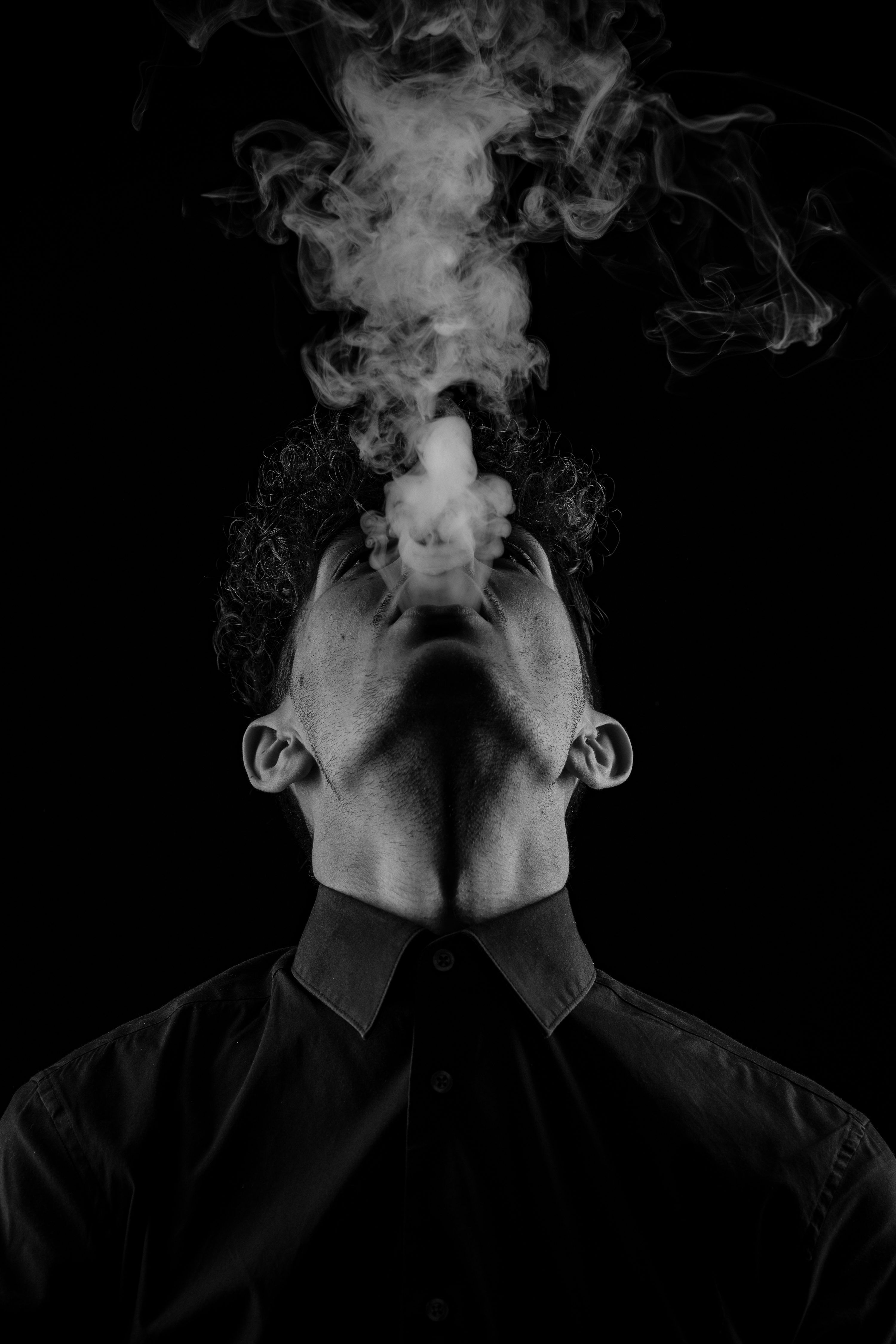 3000x4500 man smoking cigarette wallpaper Picture Man Smokes Hookah On Black
