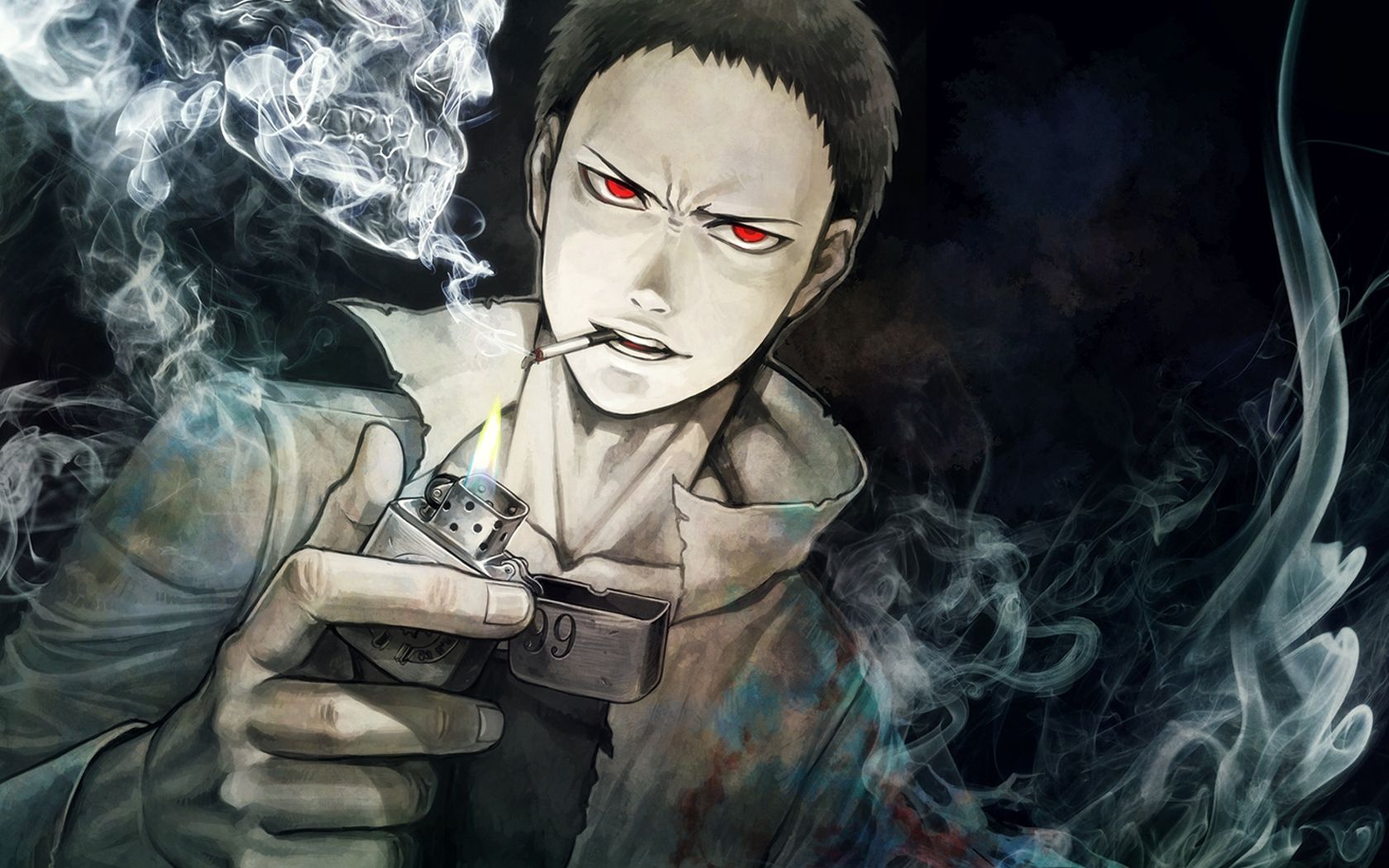 1680x1050 Angry Zombieman: HD Wallpaper with Smoke and Lighterx1050